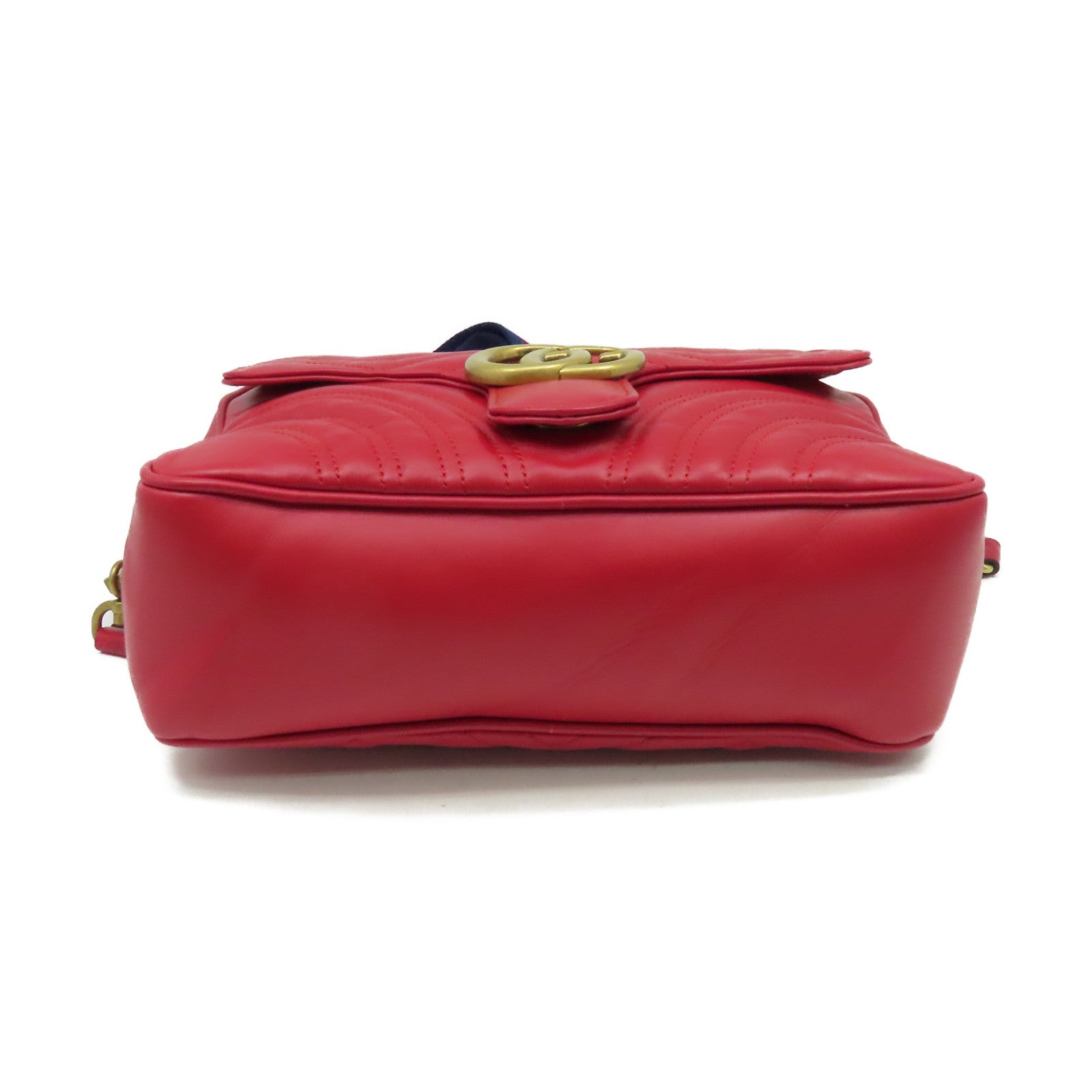 GUCCI **【激減優惠】牛皮皮革GG Marmont 2Way Shoulder Bag金扣鏈帶手挽肩背兩用袋紅色