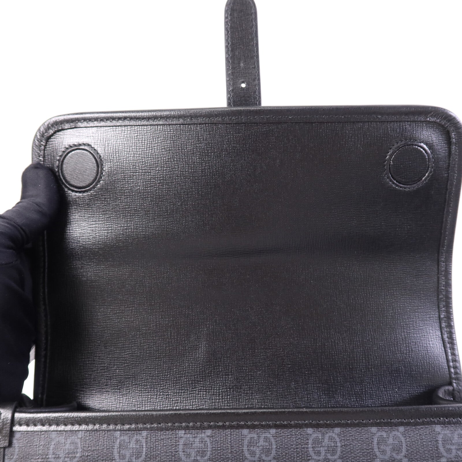 GUCCI 【激減優惠】塗層帆布GG Supreme Interlocking銀扣肩背袋