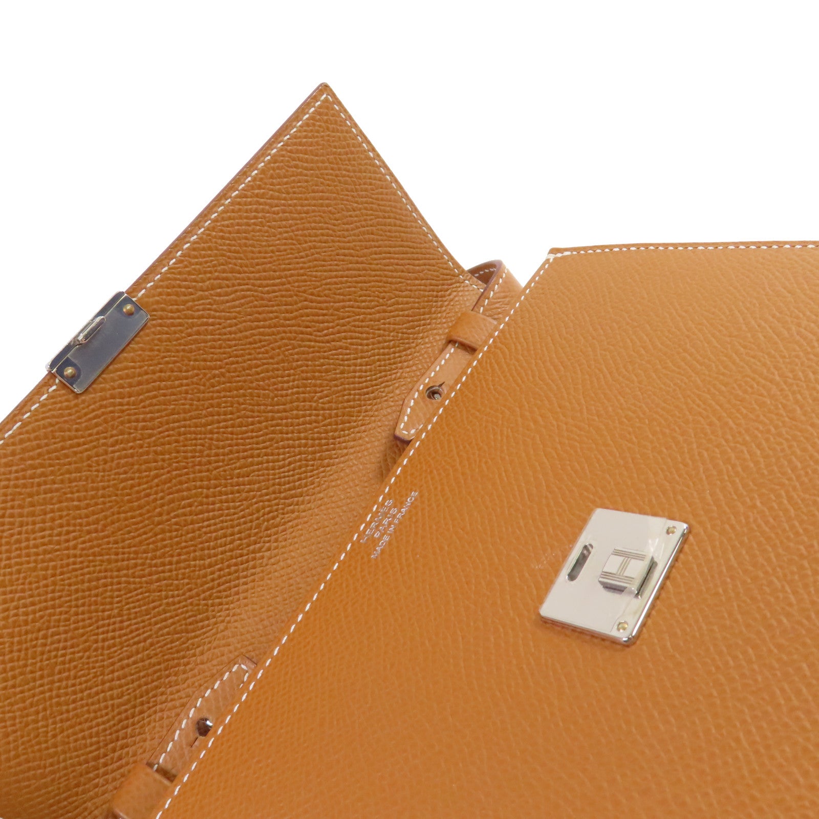 HERMES Epsom皮革Clic 16 Shoulder Bag銀扣肩背袋Gold金棕色