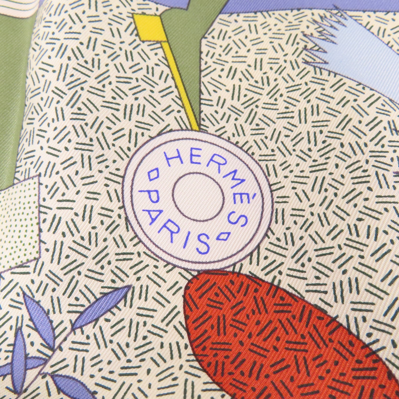 HERMES 絲質Scarf 90x90cm絲巾米色/彩色