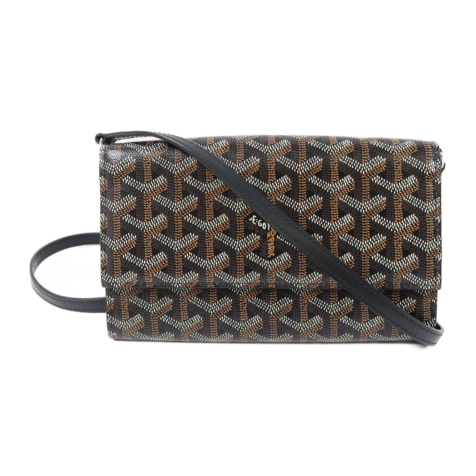 GOYARD 塗層帆布Varenne Continental銀扣肩背袋黑色/啡色