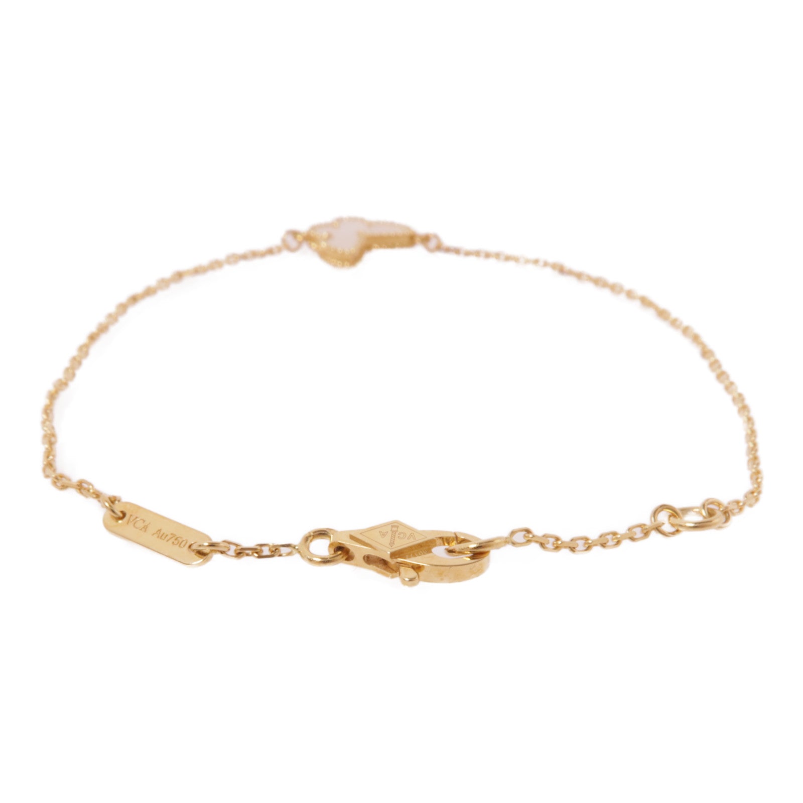 Van Cleef & Arpels 18K黃金Sweet Butterflies珍珠母貝手鍊貝殻色