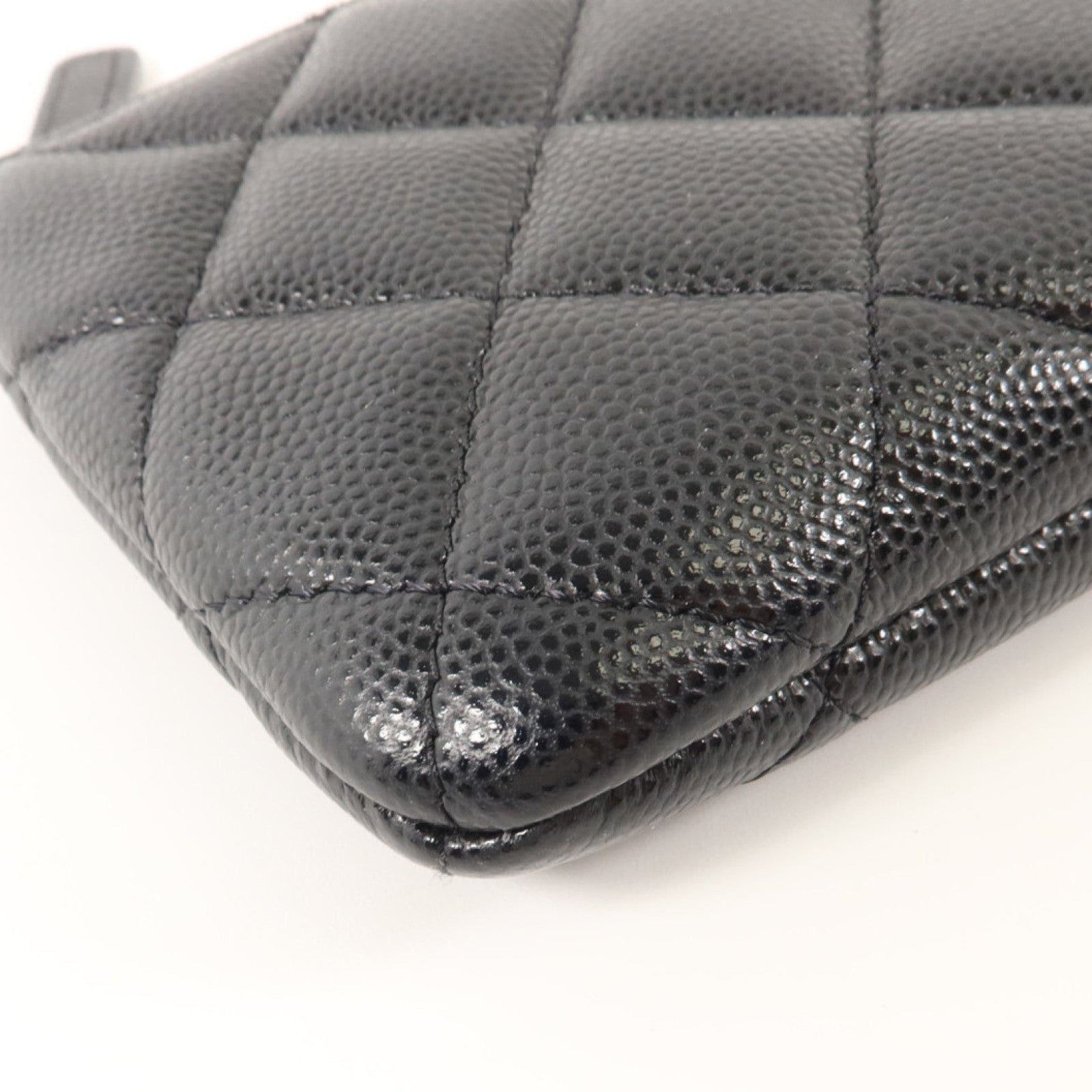 CHANEL 牛皮皮革Mini O Case Zip Pouch銀扣小袋