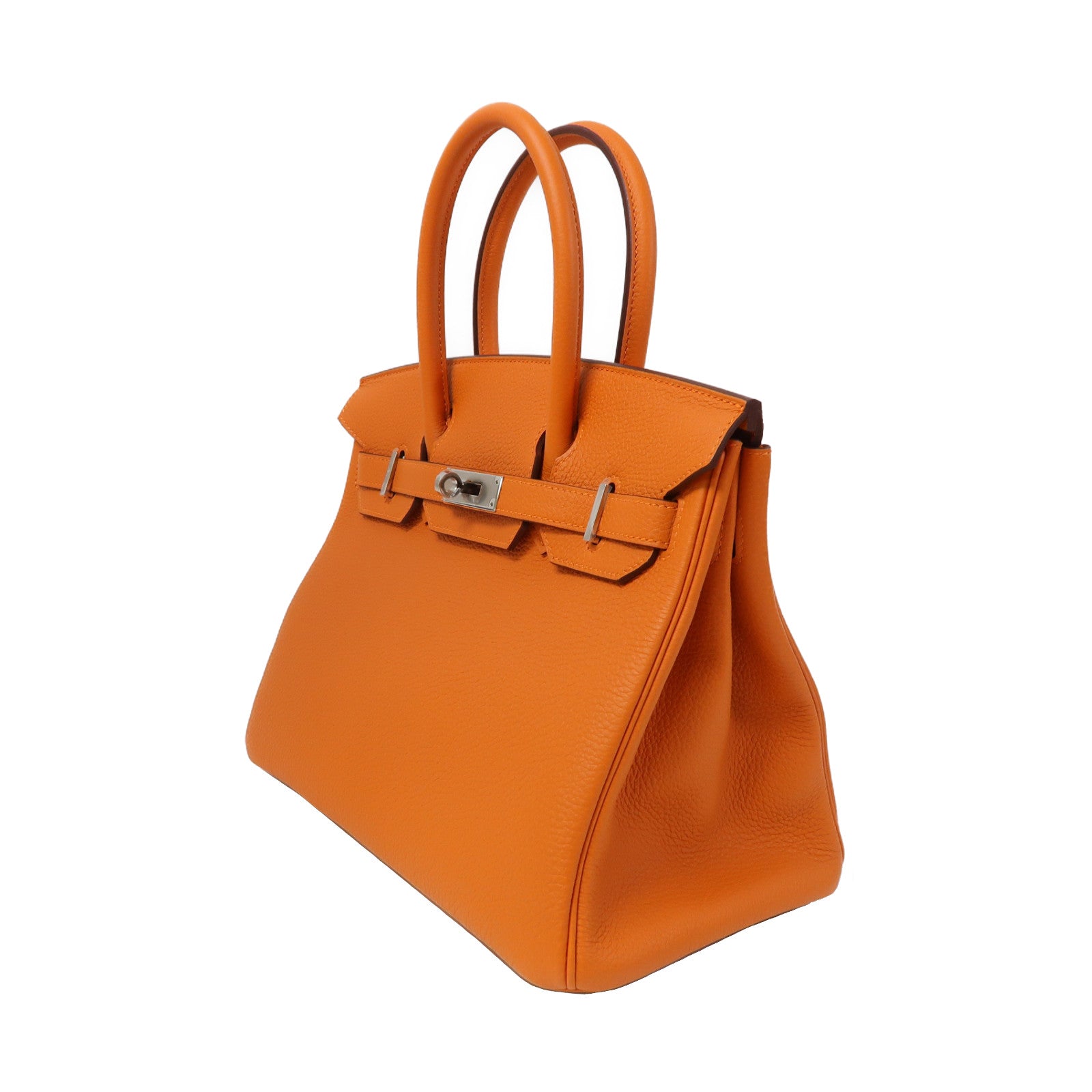 HERMES Togo皮革Birkin 30銀扣手挽袋火焰橙色