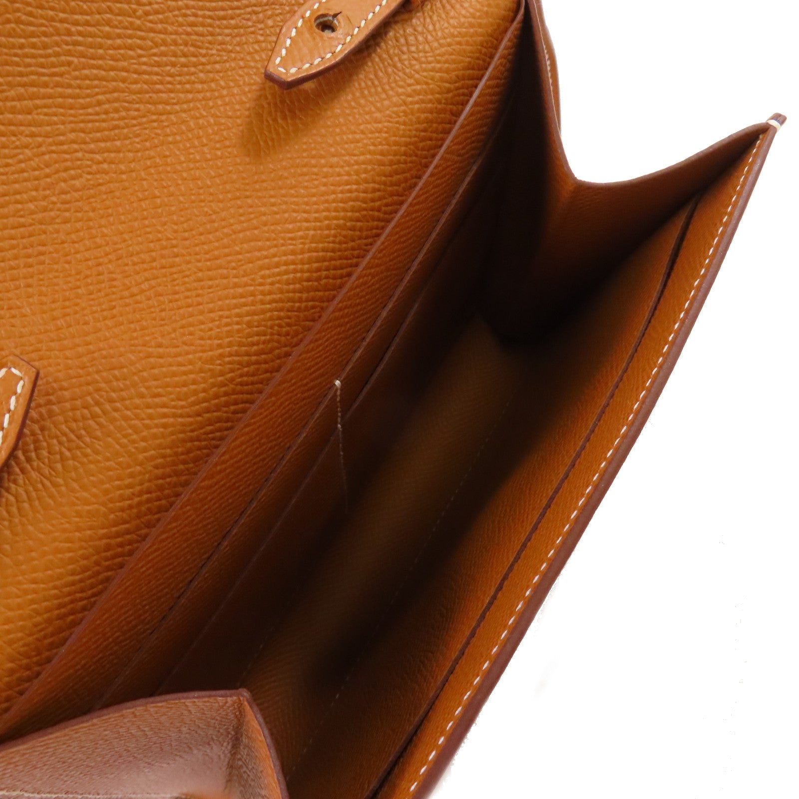 HERMES Epsom皮革Clic 16 Shoulder Bag銀扣肩背袋Gold金棕色