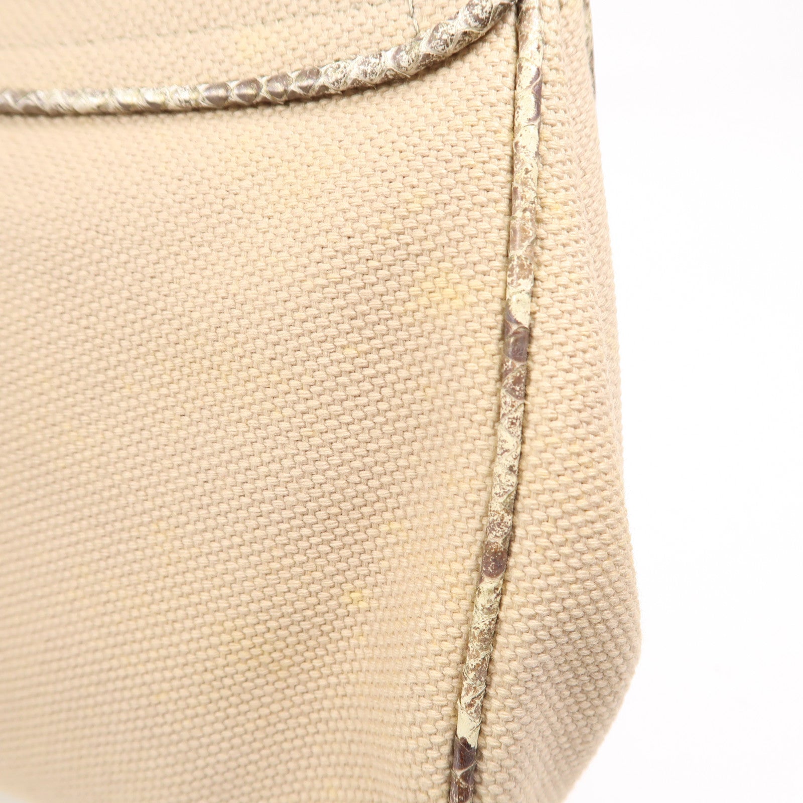 CHANEL 蛇皮皮革/帆布Shoulder Bag銀扣肩背袋