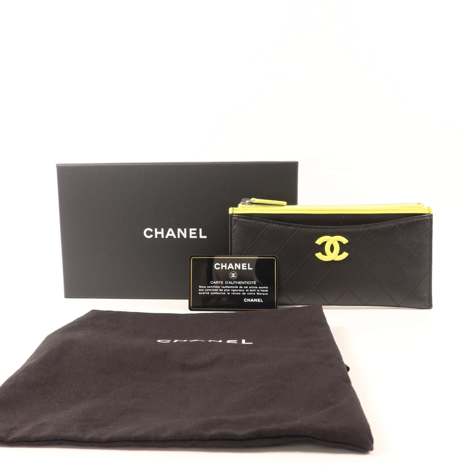 CHANEL 牛皮皮革Long Wallet銀扣長錢包