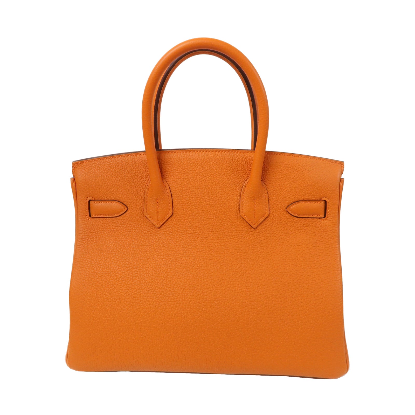 HERMES Togo皮革Birkin 30銀扣手挽袋火焰橙色