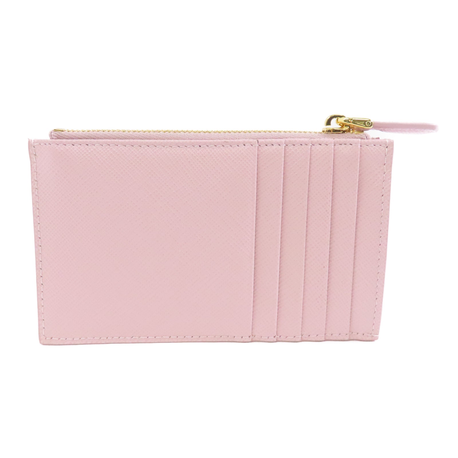 PRADA Saffiano皮革Card Case金扣卡片套粉紅色