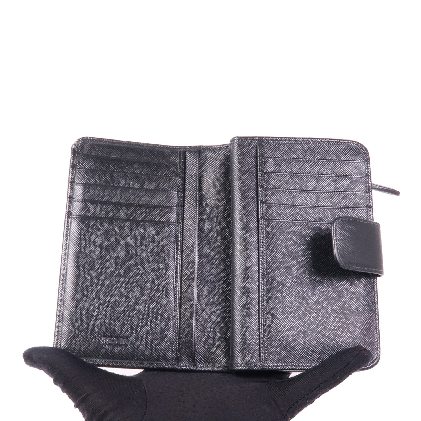 PRADA Saffiano皮革Wallet金扣錢包