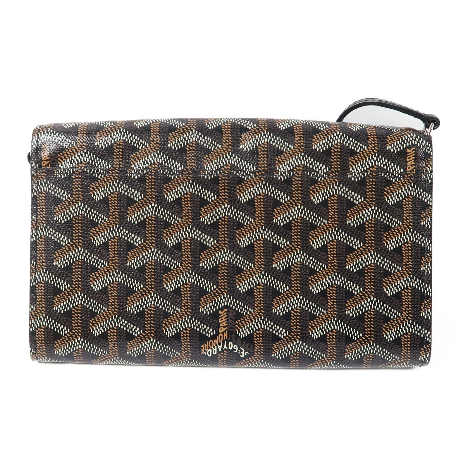 GOYARD 塗層帆布Varenne Continental銀扣肩背袋黑色/啡色