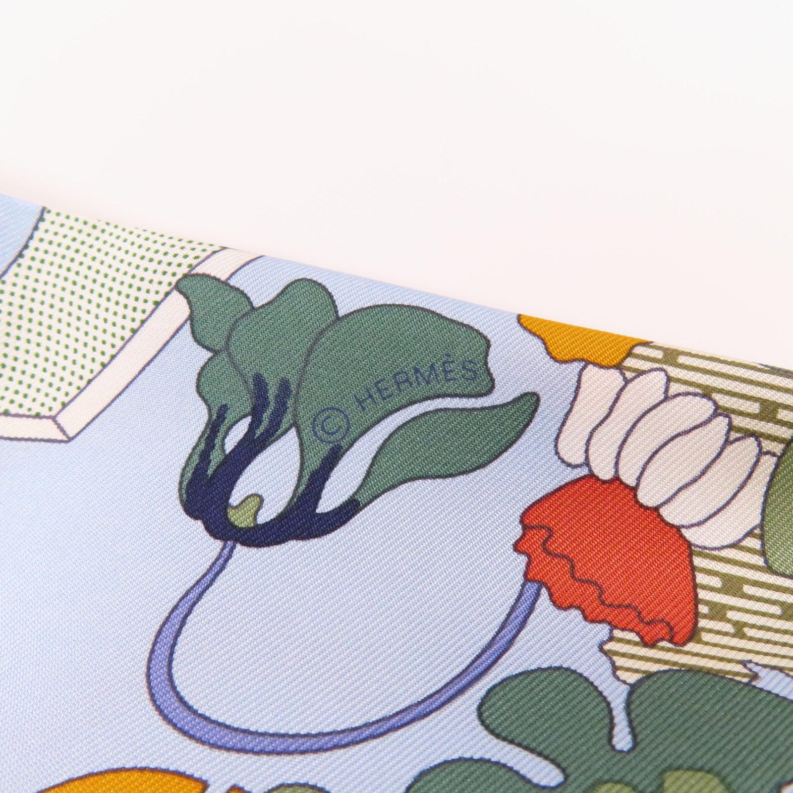 HERMES 絲質Scarf 90x90cm絲巾米色/彩色