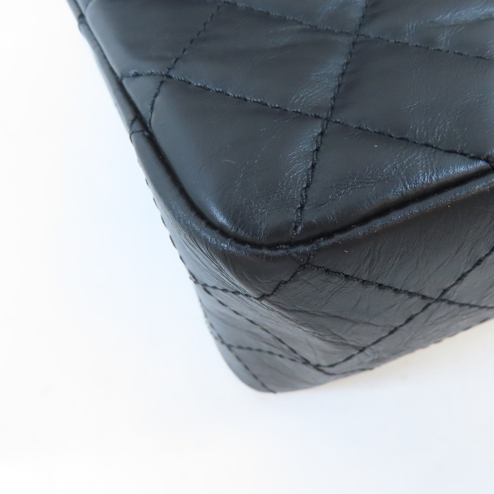 CHANEL 菱格牛皮皮革2.55 Shoulder Bag鏈帶肩背袋黑色