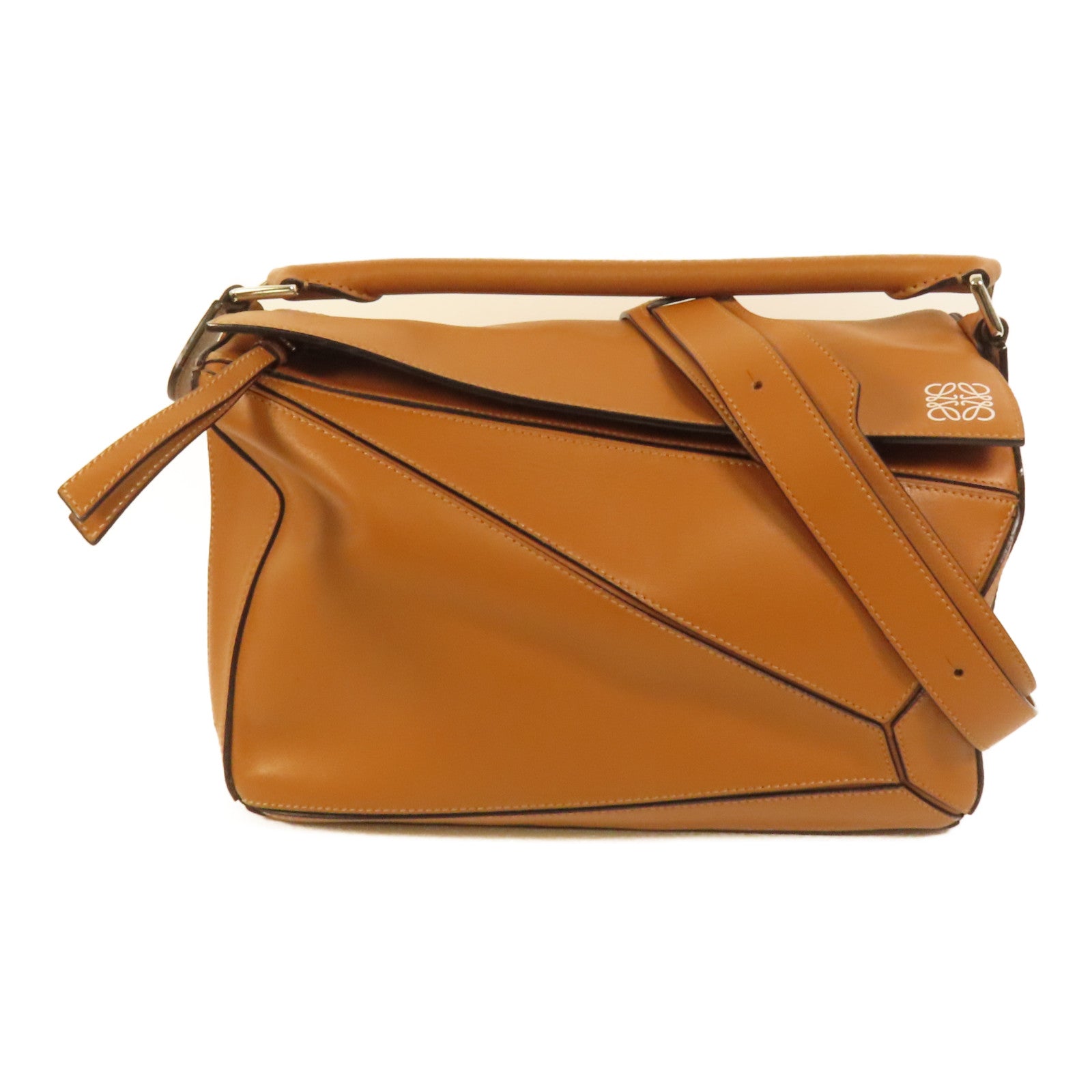 LOEWE 牛皮皮革Puzzle Medium銀扣手挽肩背兩用袋