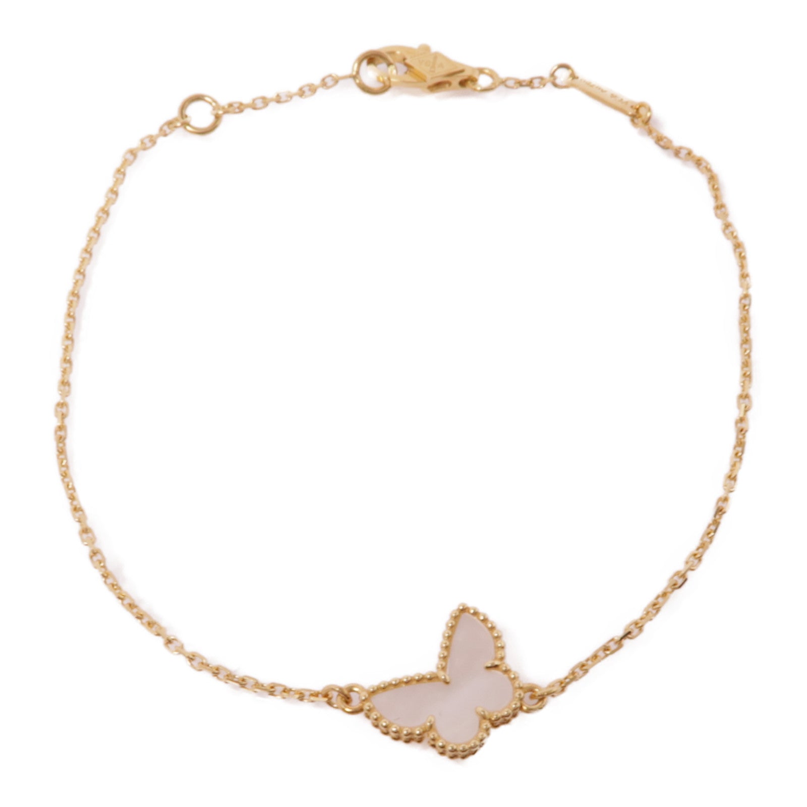 Van Cleef & Arpels 18K黃金Sweet Butterflies珍珠母貝手鍊貝殻色