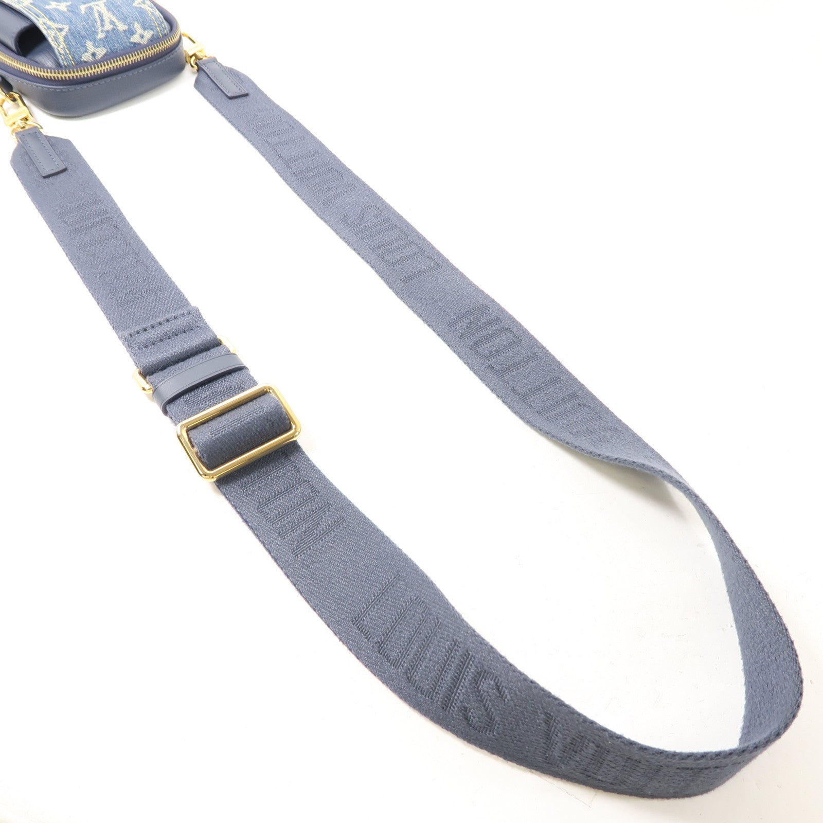 LOUIS VUITTON Monogram Denim/Taurillon x Nigo Flap Double Phone Pouch金扣肩背袋藍色