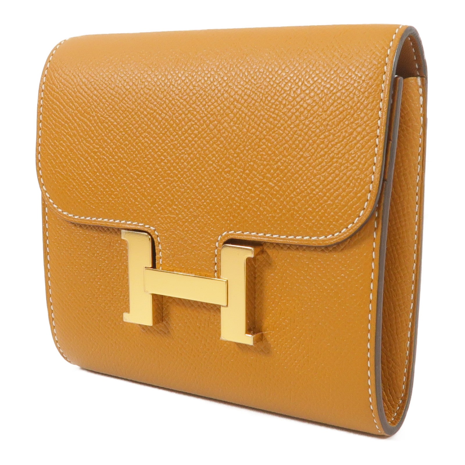 HERMES Epsom皮革Constance Compact Wallet錢包Gold