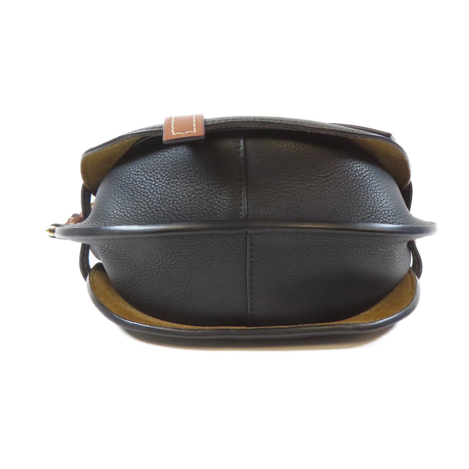 LOEWE 牛皮皮革Gate Small金扣ll肩背袋黑色/啡色