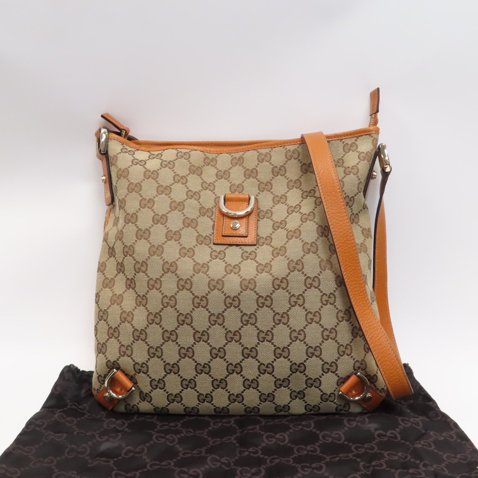 GUCCI 帆布Shoulder Bag金扣肩背袋啡色/米色