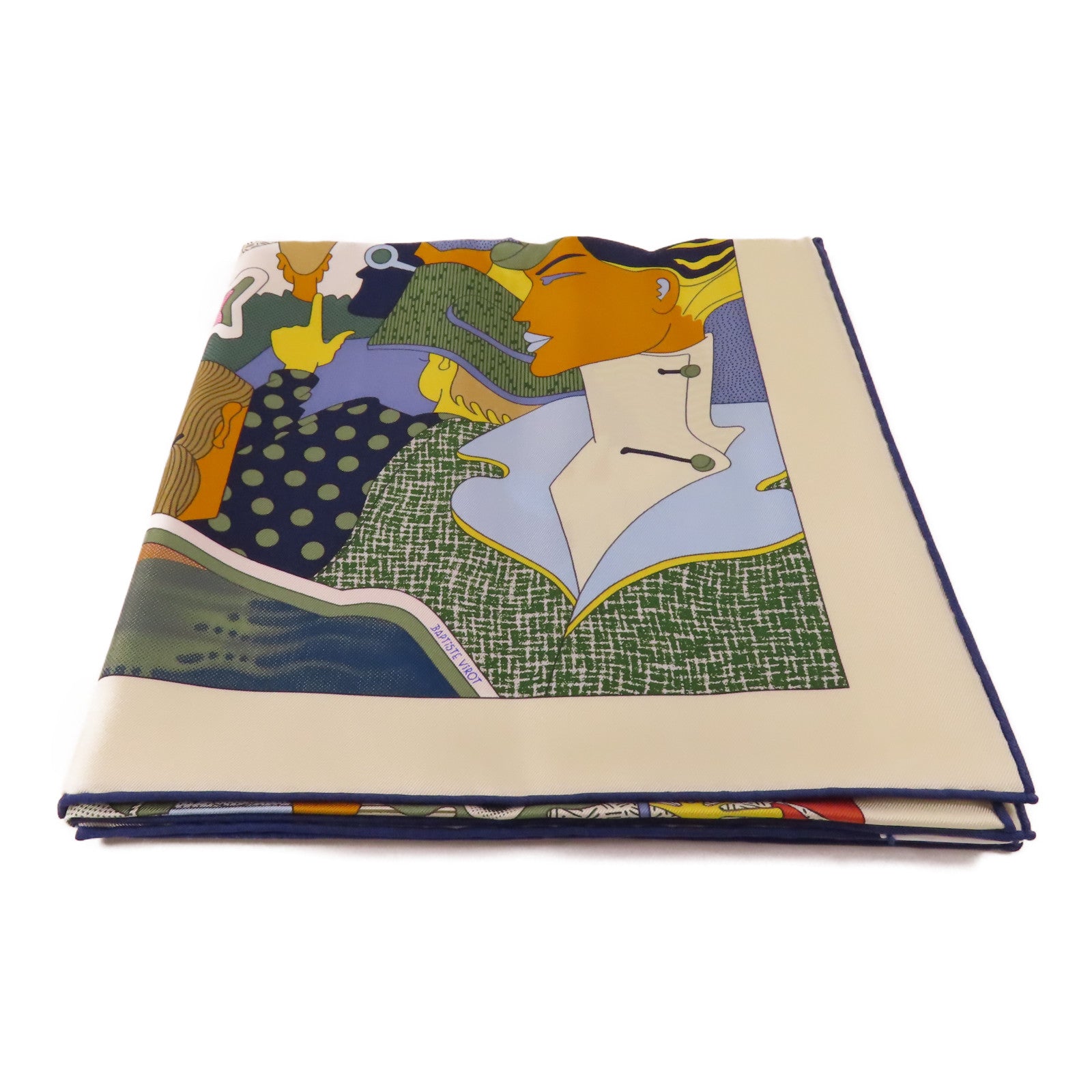 HERMES 絲質Scarf 90x90cm絲巾米色/彩色