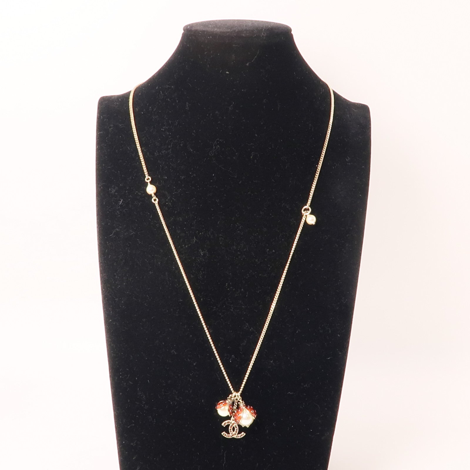 CHANEL 金屬Necklace項鍊紅色/白色/金色