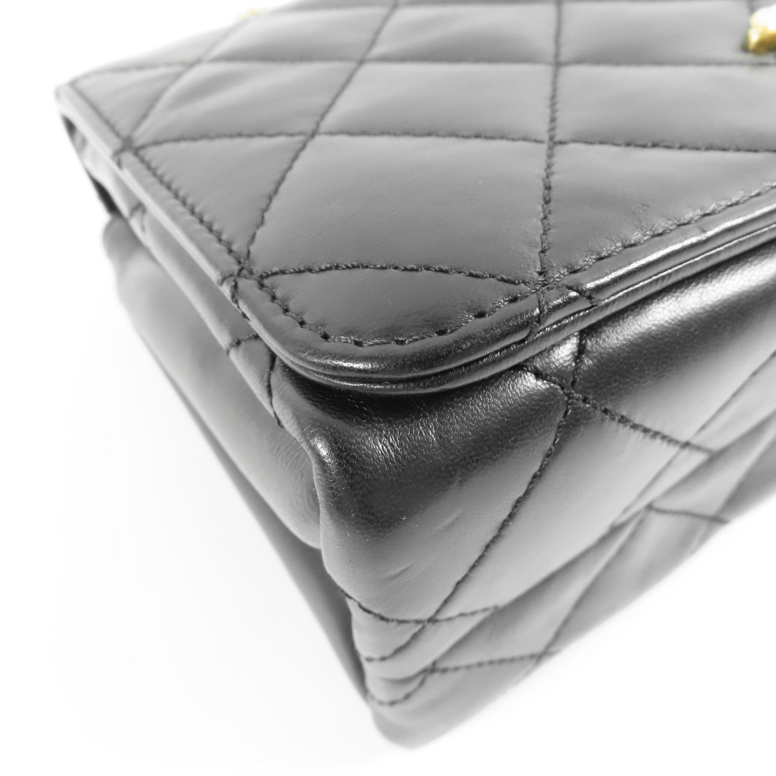 CHANEL 羊皮皮革Matelasse Bag金扣手挽肩背兩用袋