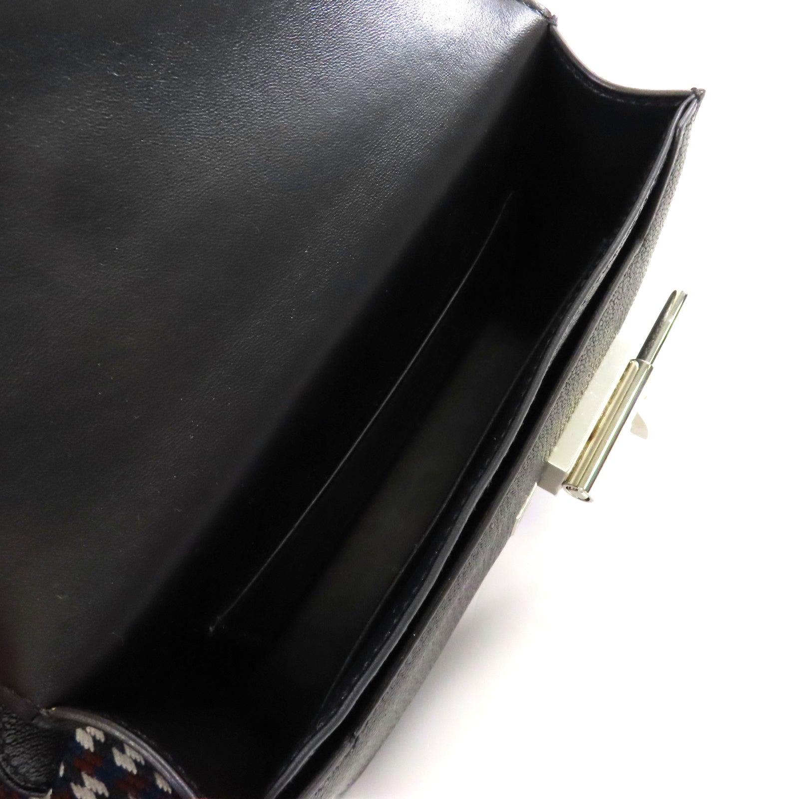 HERMES Chevre皮革Mini Verrou One Shoulder Bag銀扣肩背袋89 Noir黑色