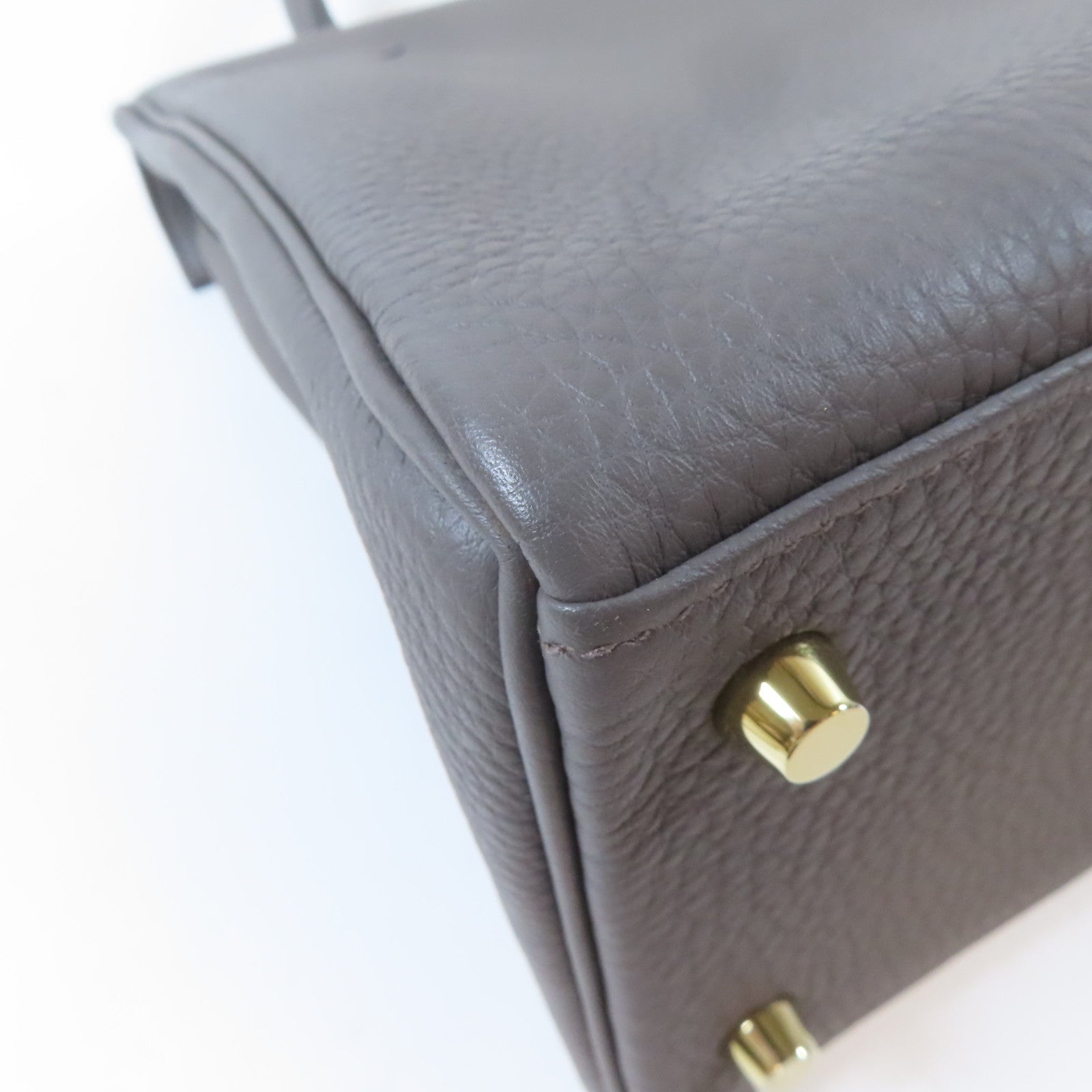 HERMES Clemence皮革Kelly28金扣手挽肩背兩用袋Etain/灰色