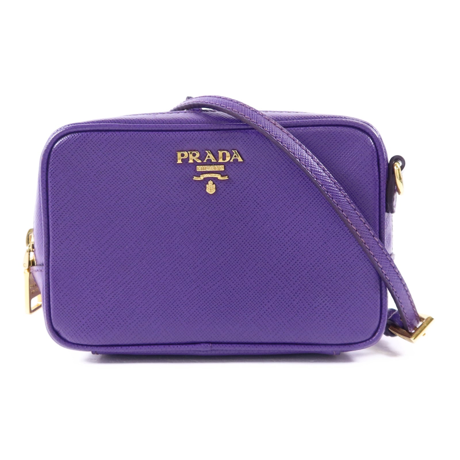 PRADA 牛皮皮革Pouch金扣肩背袋