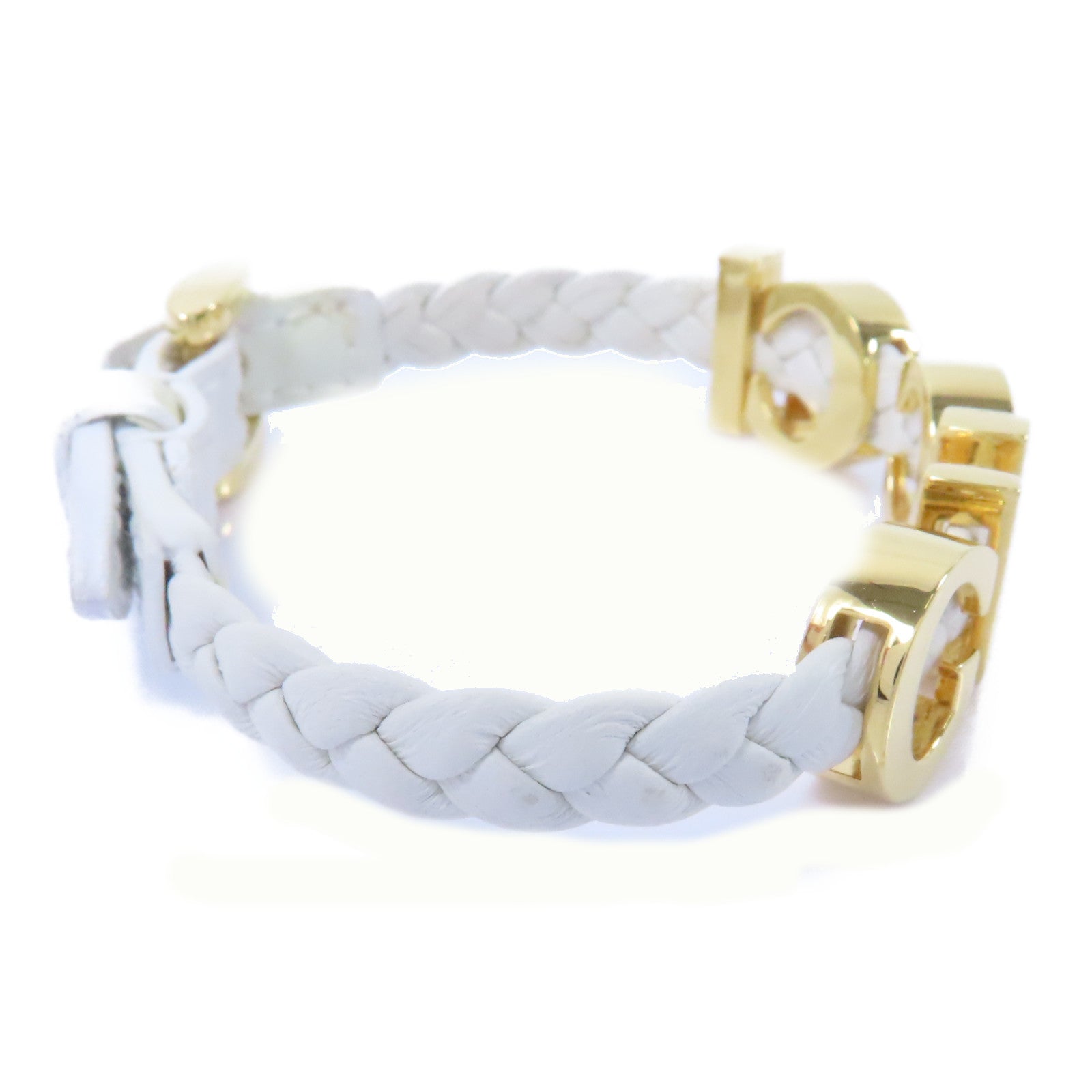 GUCCI 牛皮皮革Bangle金扣手鐲白色