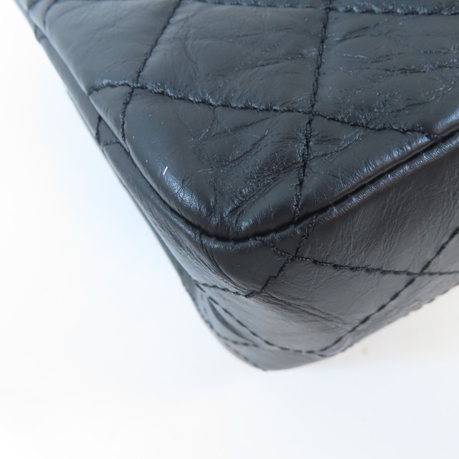 CHANEL 菱格牛皮皮革2.55 Shoulder Bag鏈帶肩背袋黑色