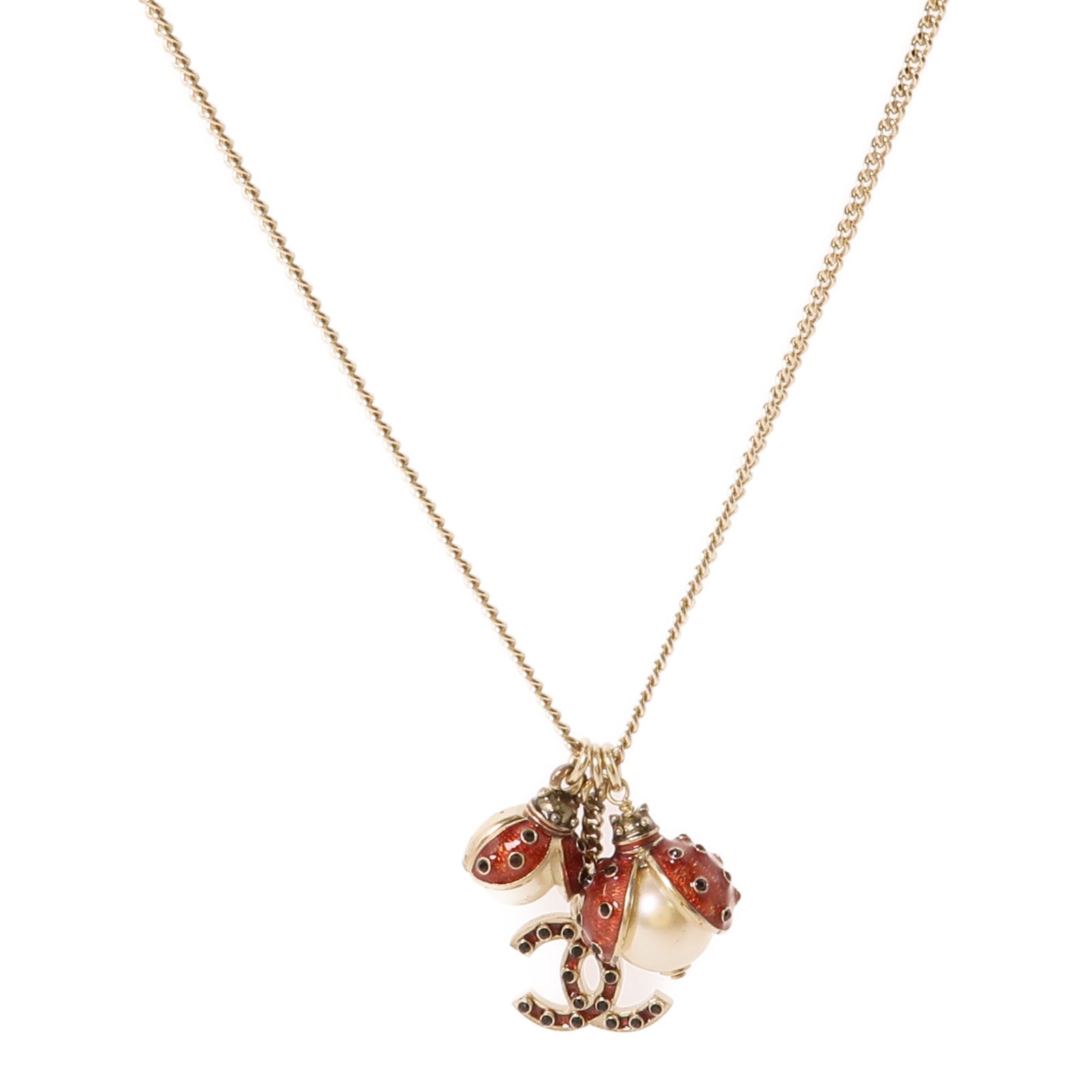 CHANEL 金屬Necklace項鍊紅色/白色/金色