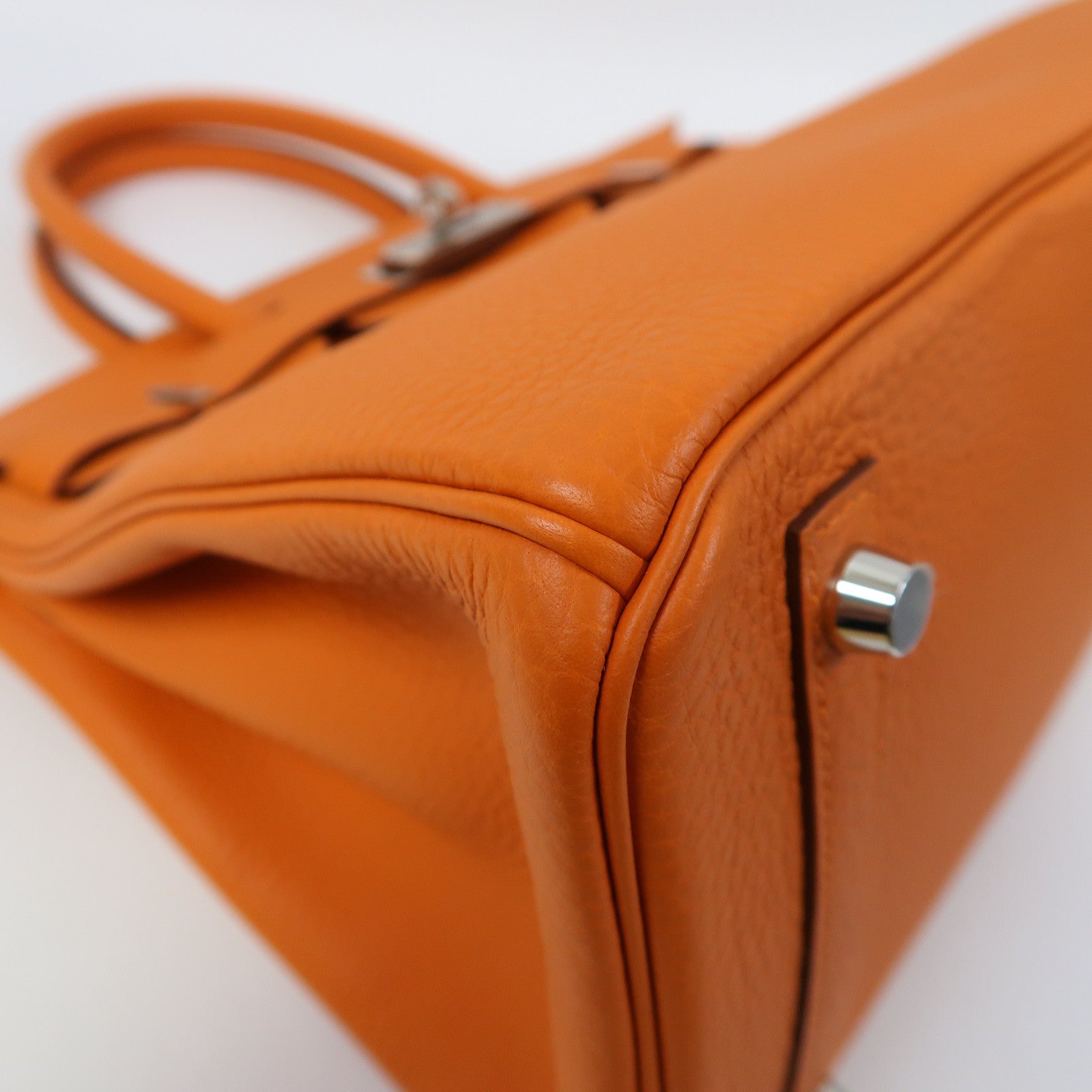 HERMES Togo皮革Birkin 30銀扣手挽袋火焰橙色