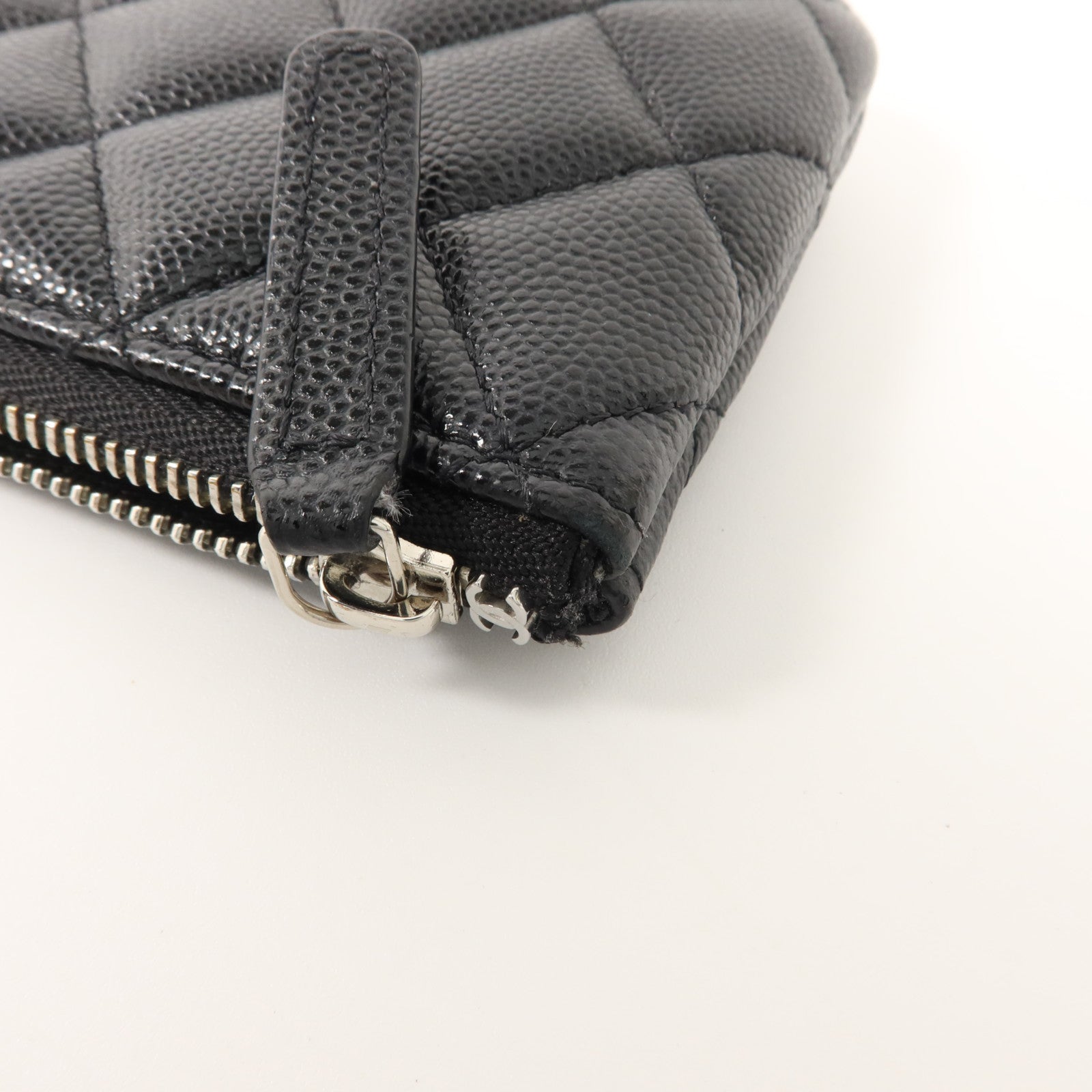 CHANEL 牛皮皮革Mini O Case Zip Pouch銀扣小袋