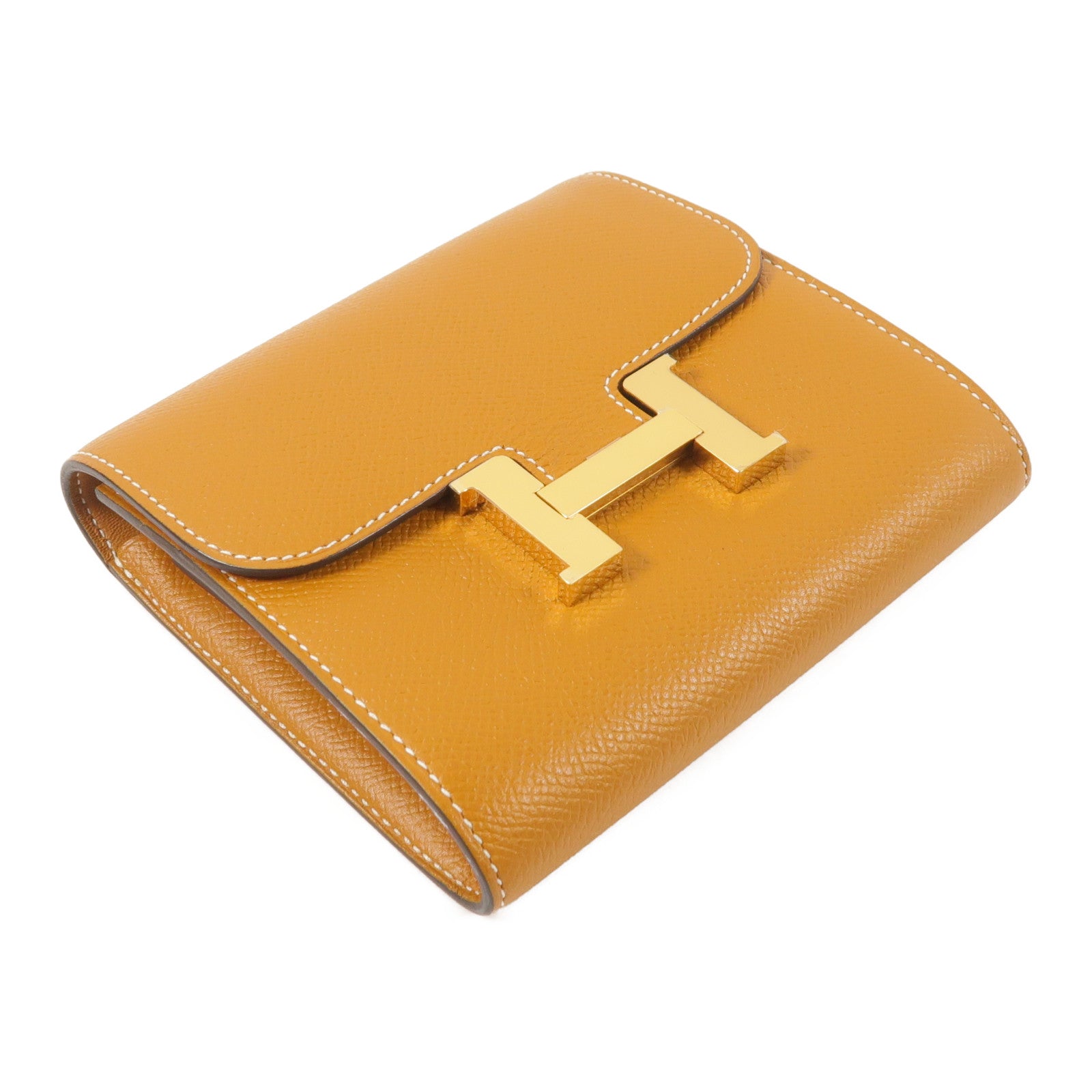 HERMES Epsom皮革Constance Compact Wallet錢包Gold