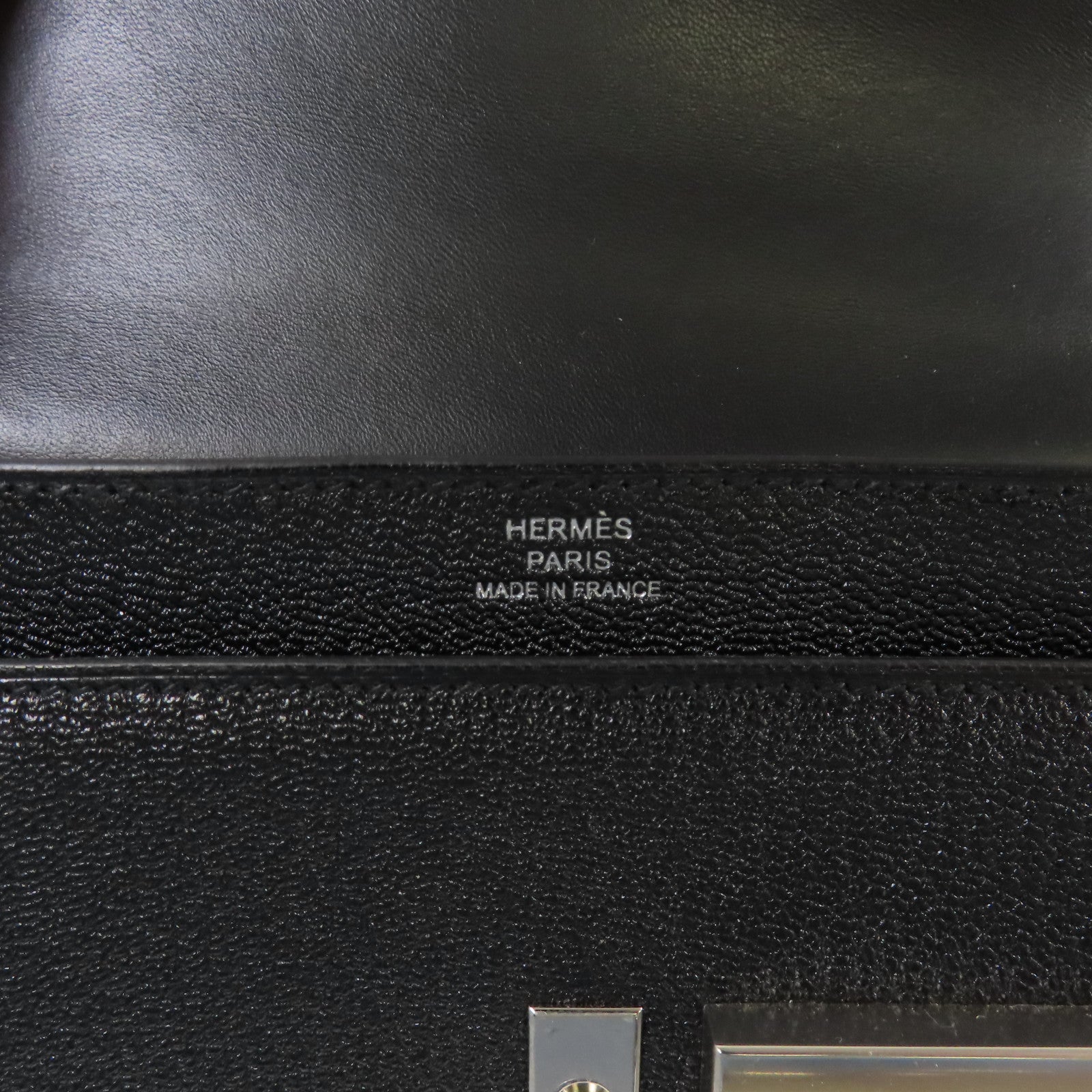 HERMES Chevre皮革Mini Verrou One Shoulder Bag銀扣肩背袋89 Noir黑色