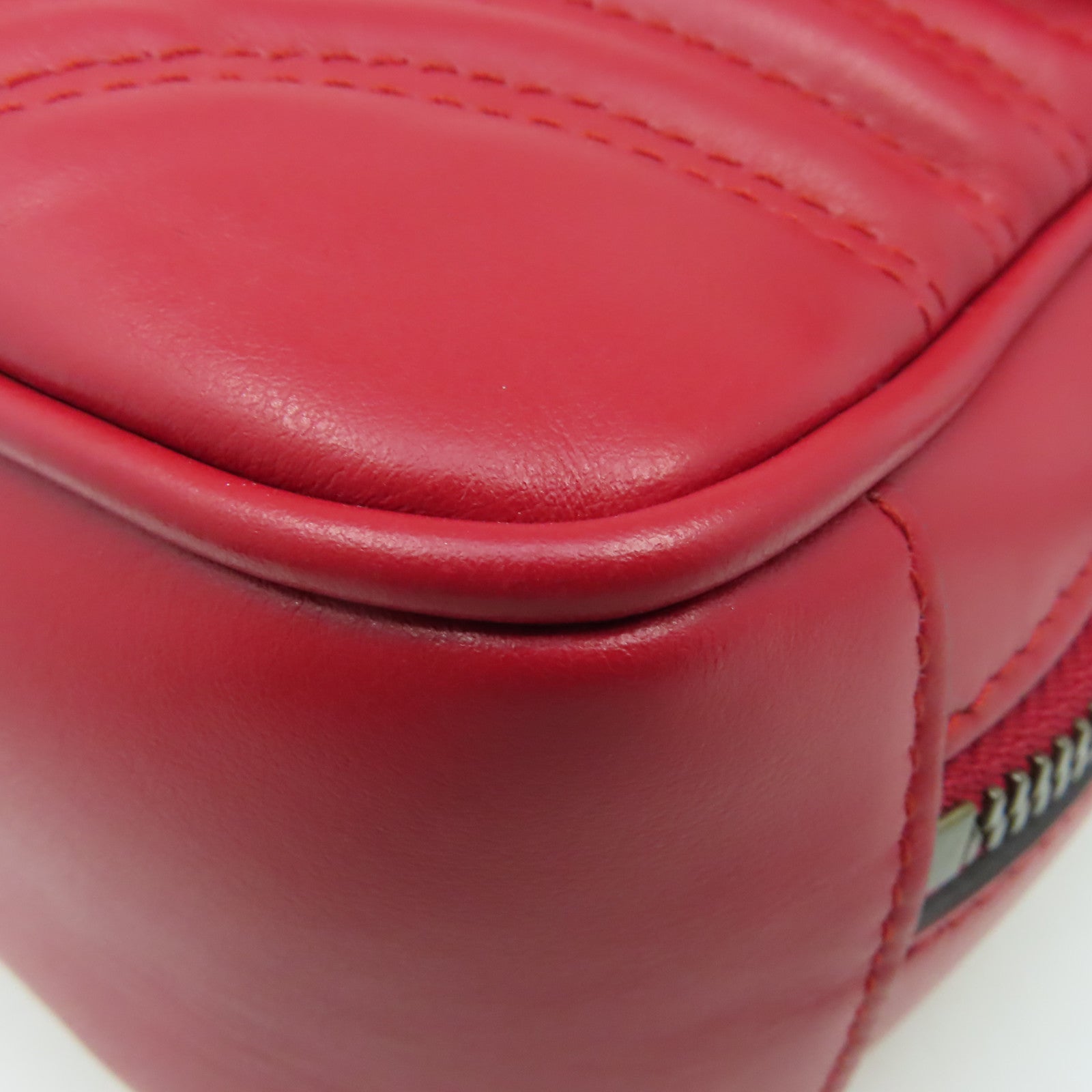 GUCCI **【激減優惠】牛皮皮革GG Marmont 2Way Shoulder Bag金扣鏈帶手挽肩背兩用袋紅色