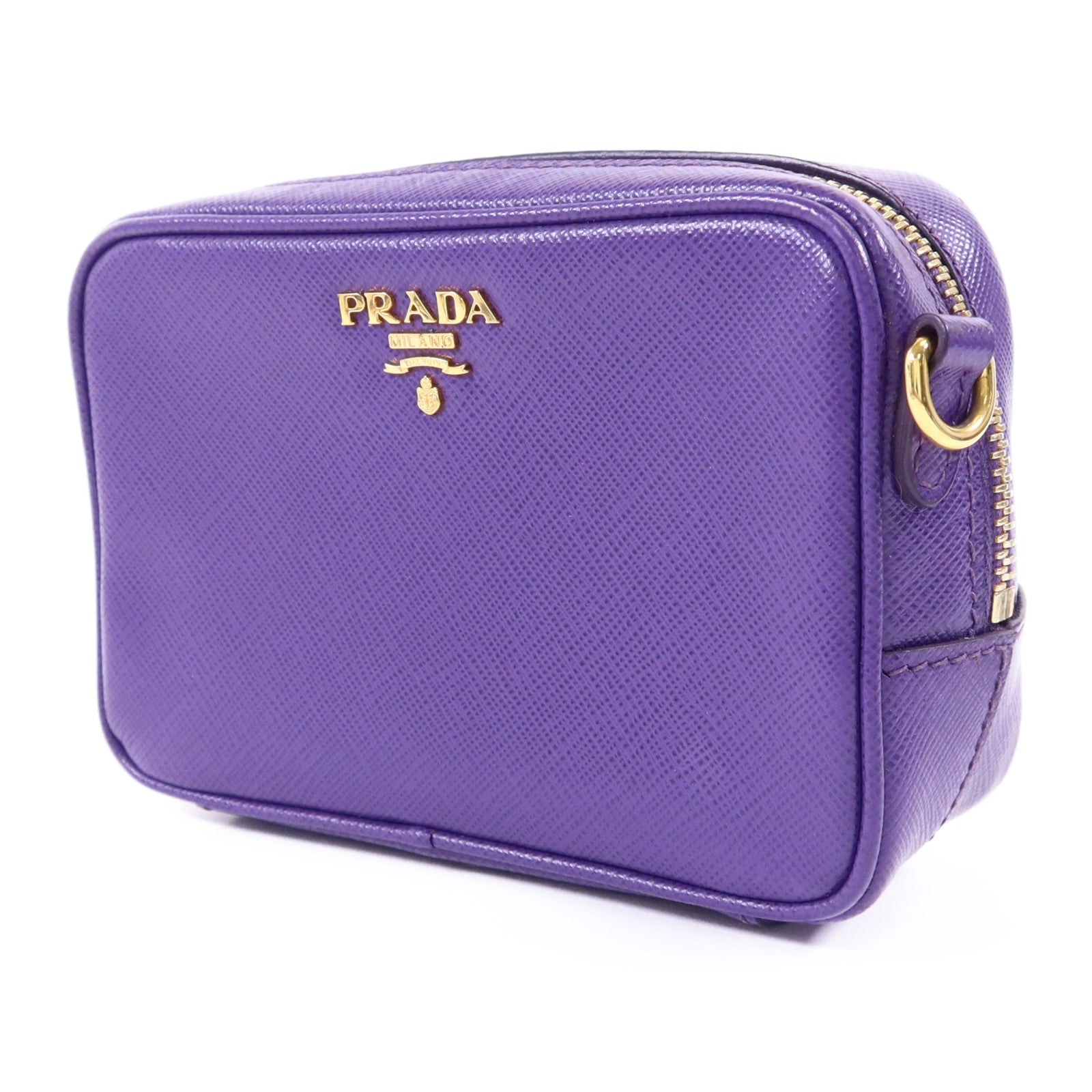 PRADA 牛皮皮革Pouch金扣肩背袋