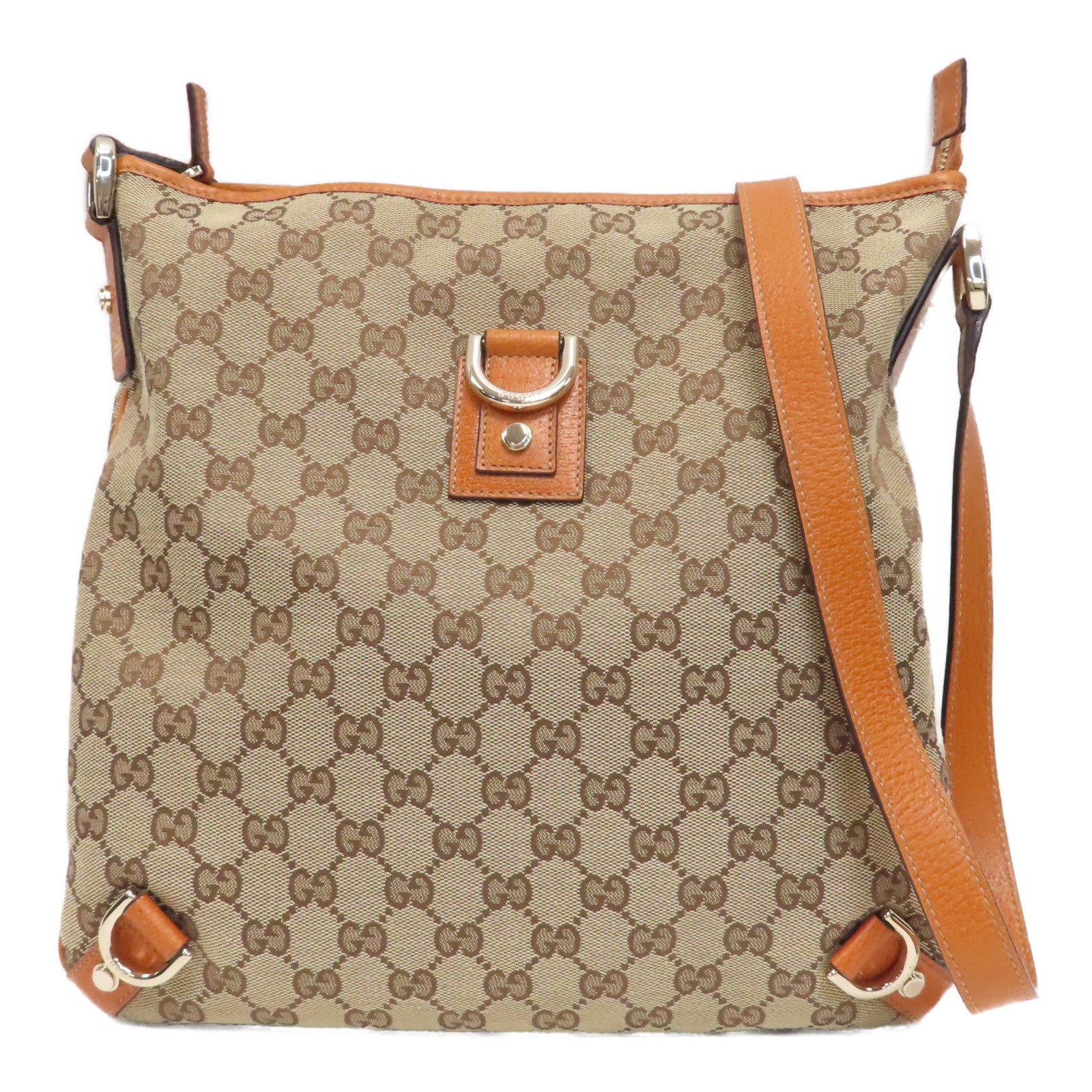 GUCCI 帆布Shoulder Bag金扣肩背袋啡色/米色