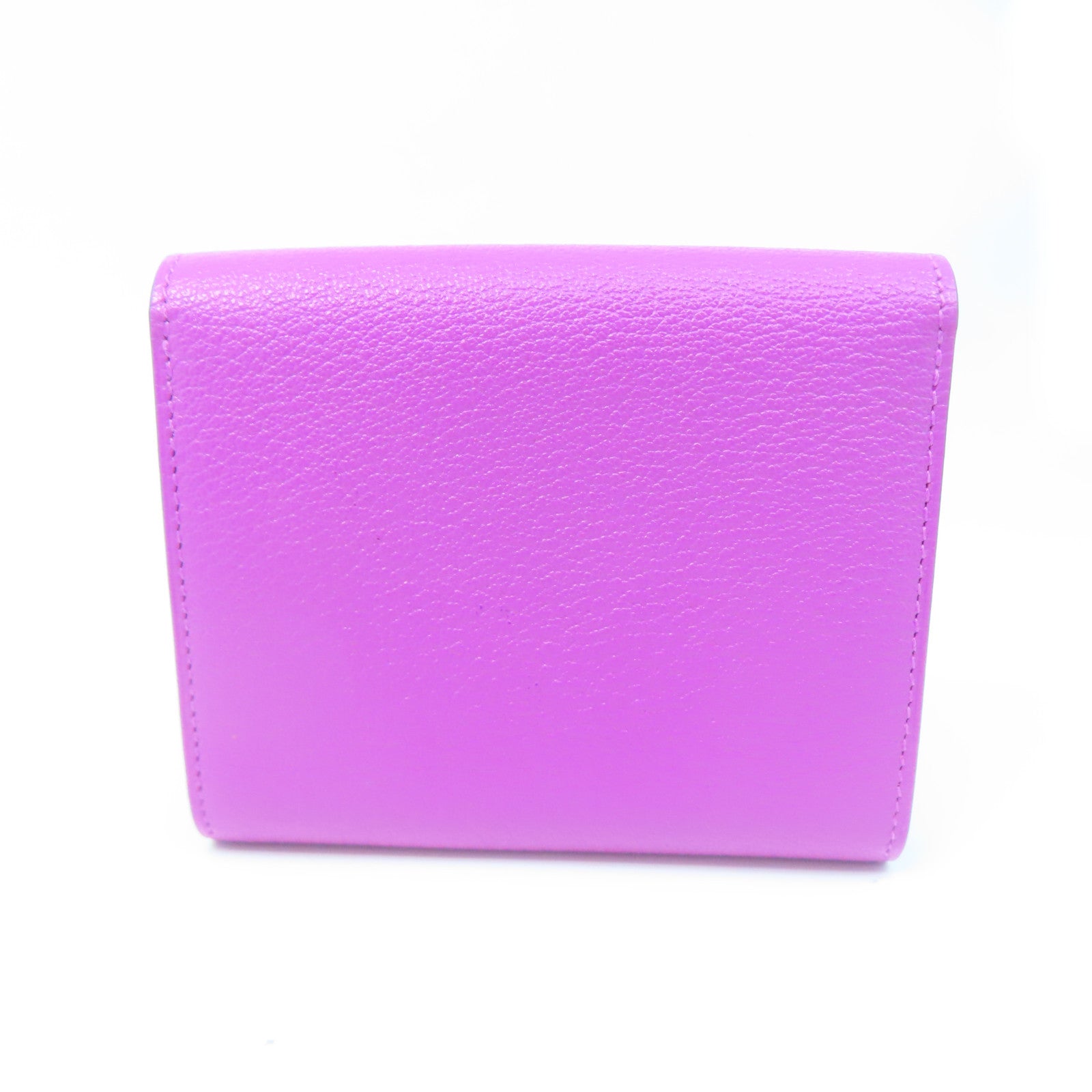 HERMES Chevre Leather Nevelle Petite Marco Silver Buckle Wallet Rose