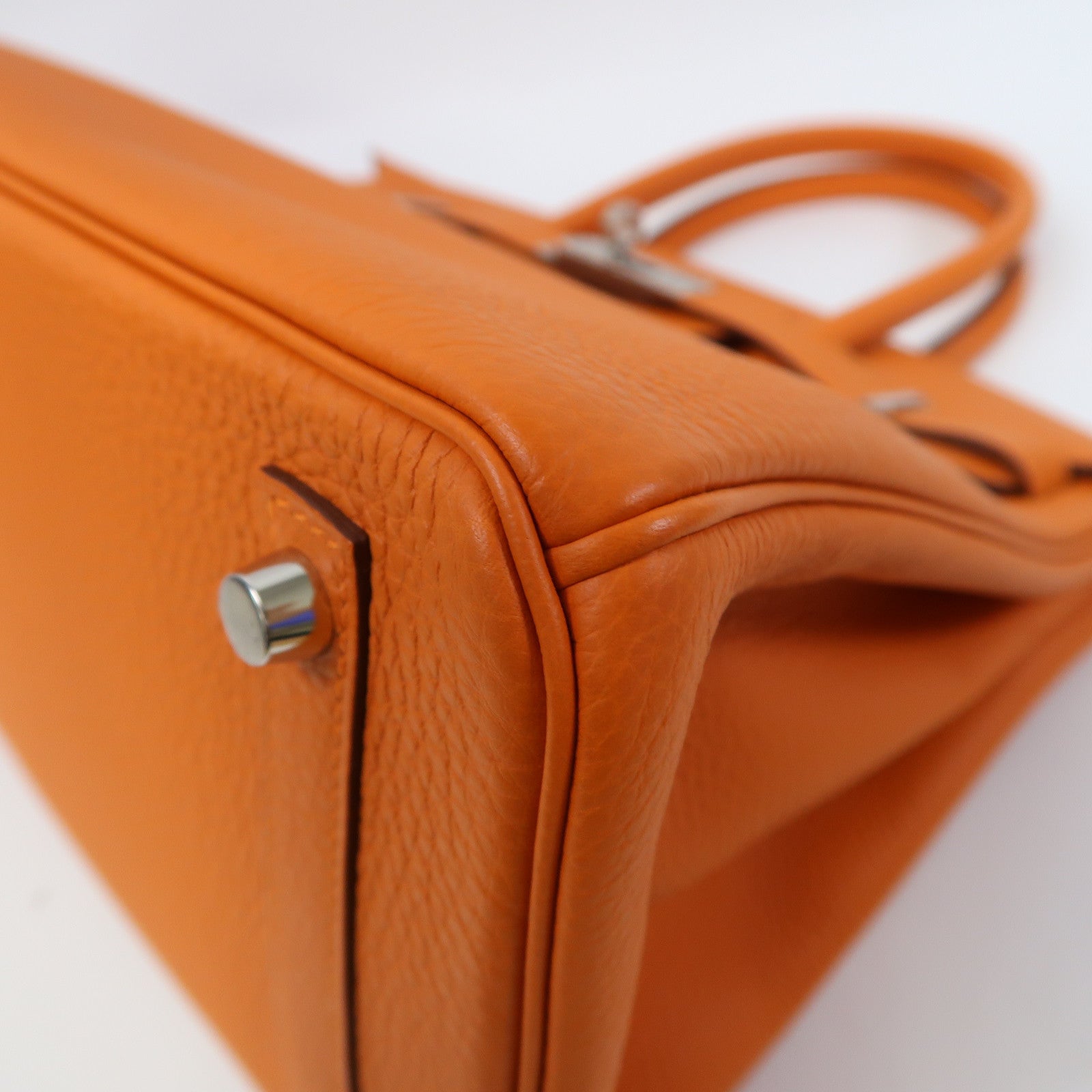 HERMES Togo皮革Birkin 30銀扣手挽袋火焰橙色