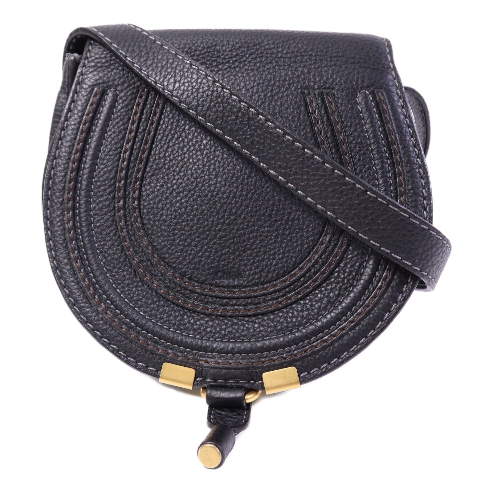 Chloe 牛皮皮革Marcle Bag金扣肩背袋
