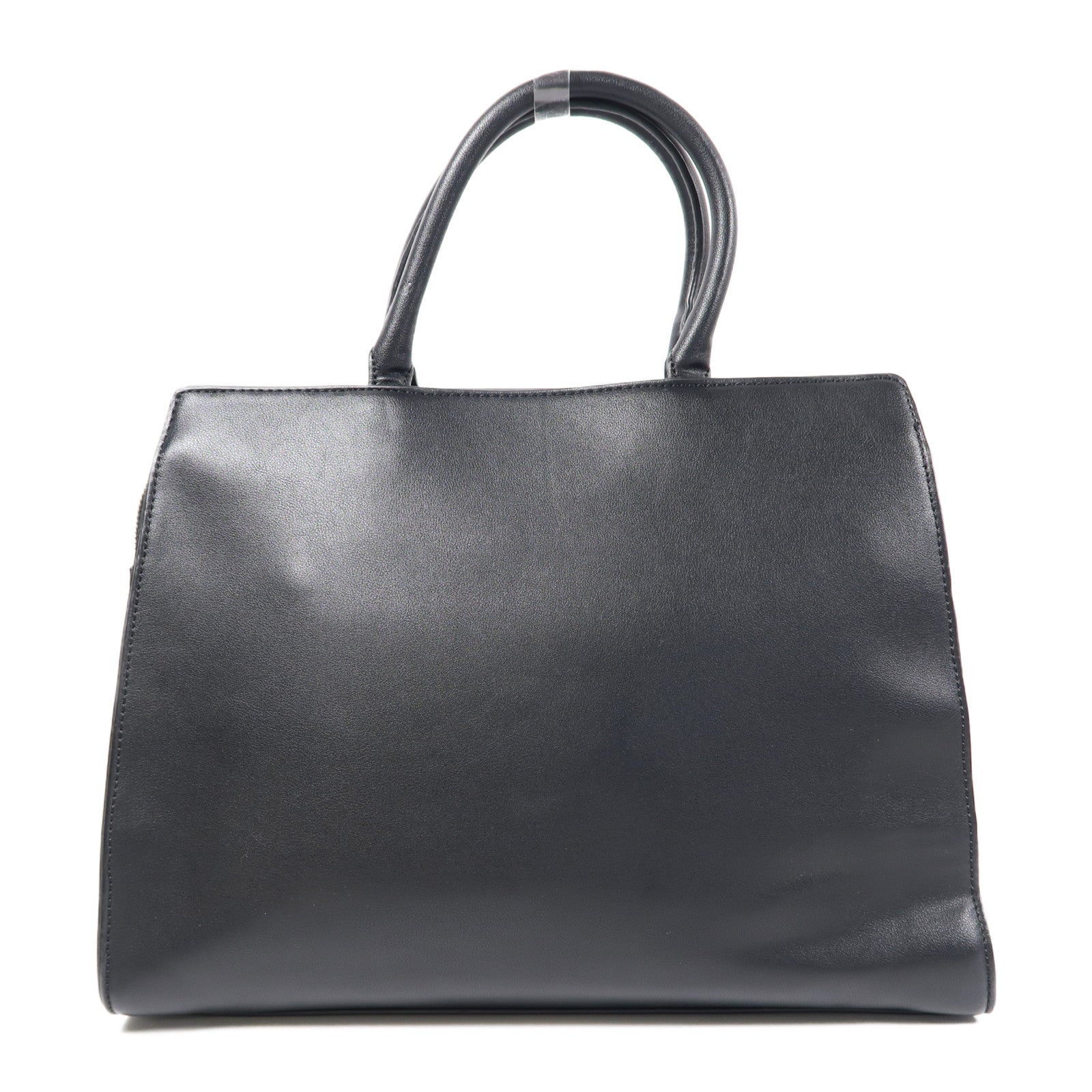 MOSCHINO 塗層帆布2 Way Bag銀扣手挽肩背兩用袋黑色