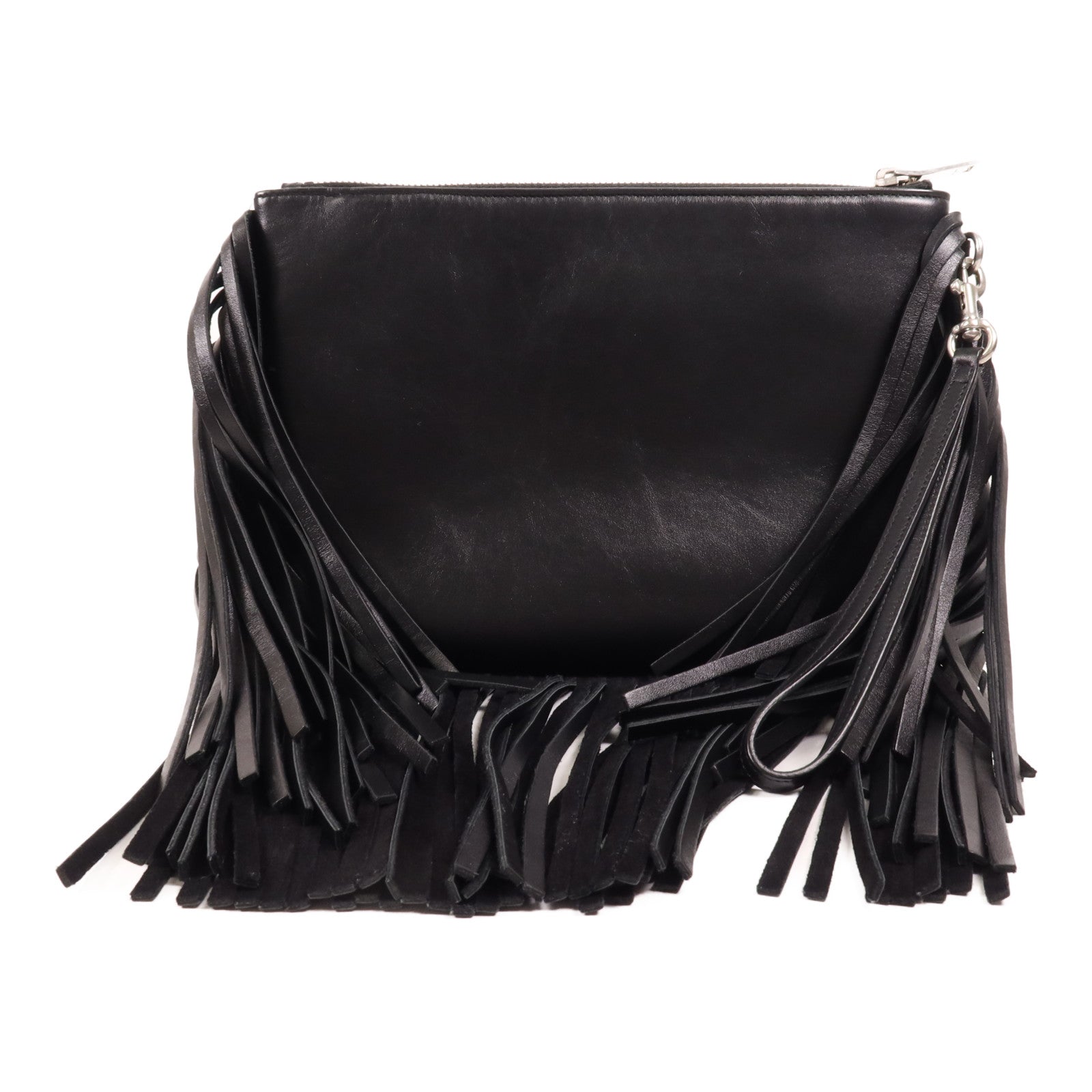 SAINT LAURENT 羊皮皮革Hand Bag銀扣手拿包