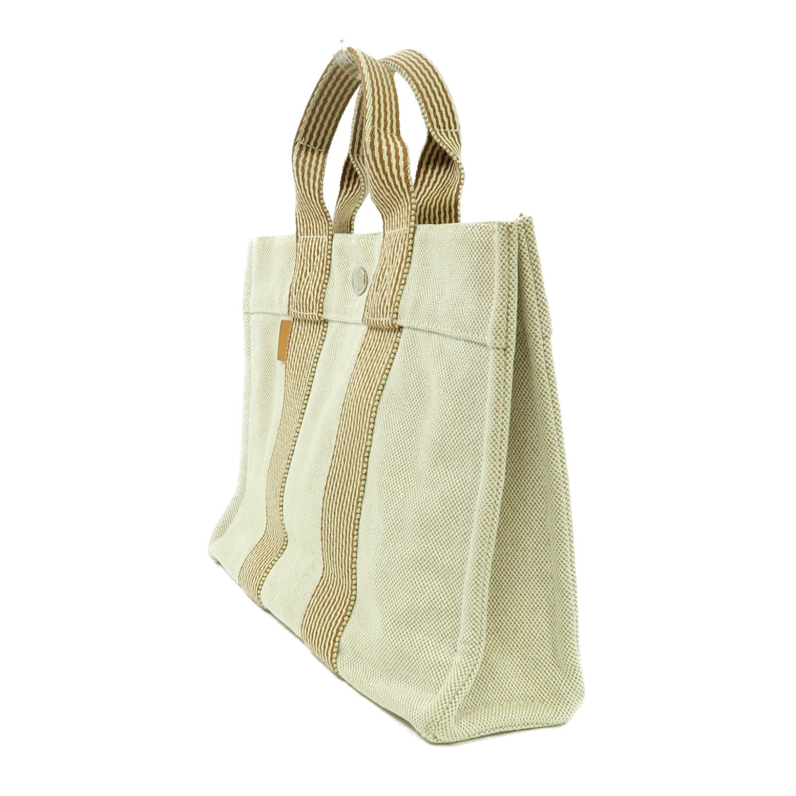 HERMES 帆布Hand Bag銀扣手挽袋米色
