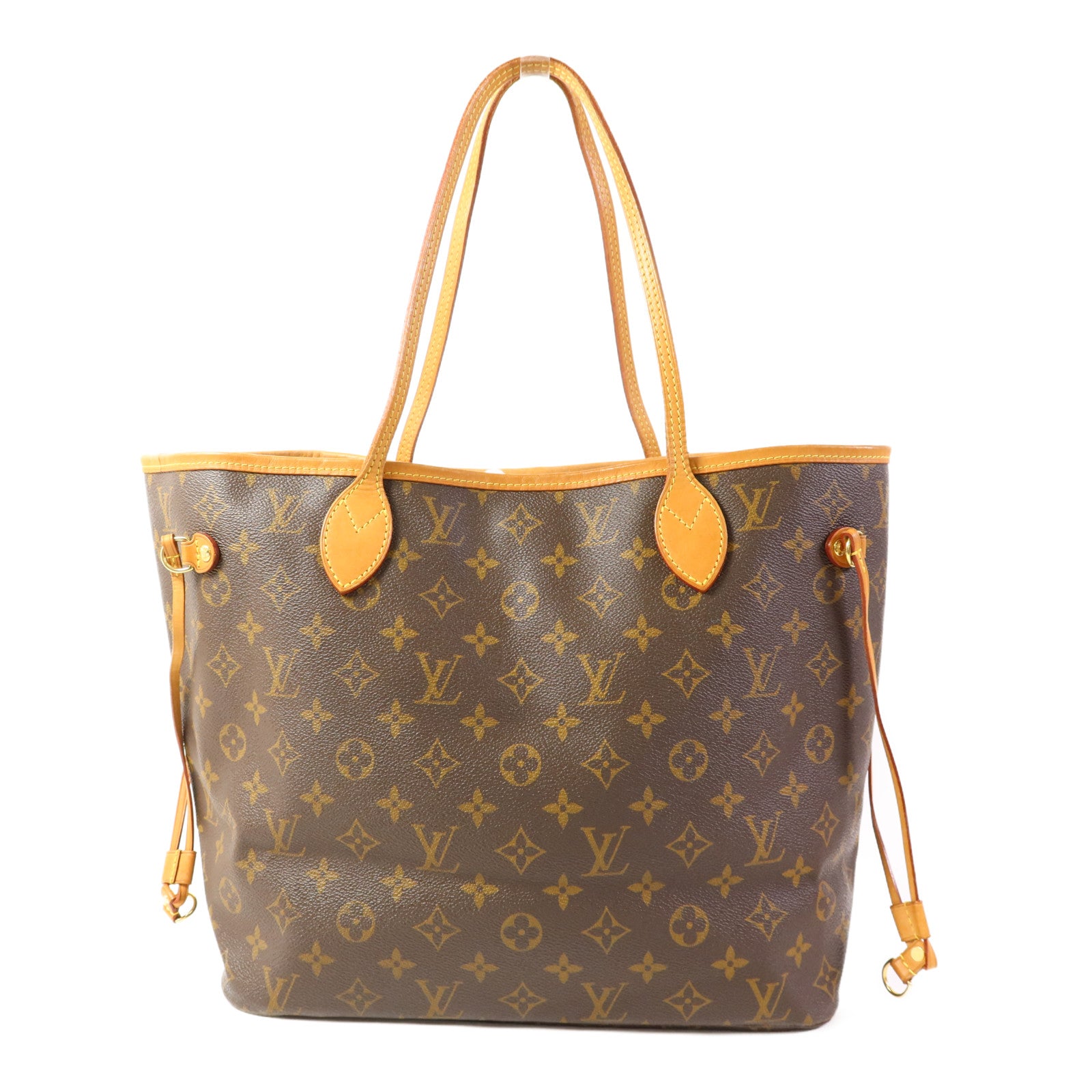 LOUIS VUITTON Monogram Neverfull MM金扣手挽袋