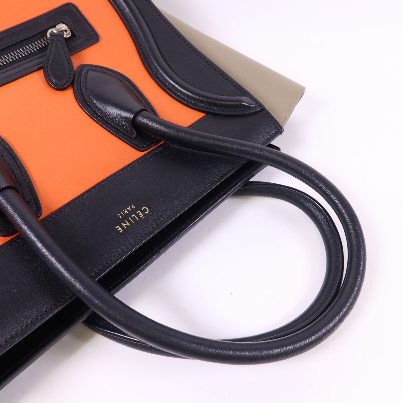 CELINE 牛皮皮革Micro Luggage銀扣手挽袋