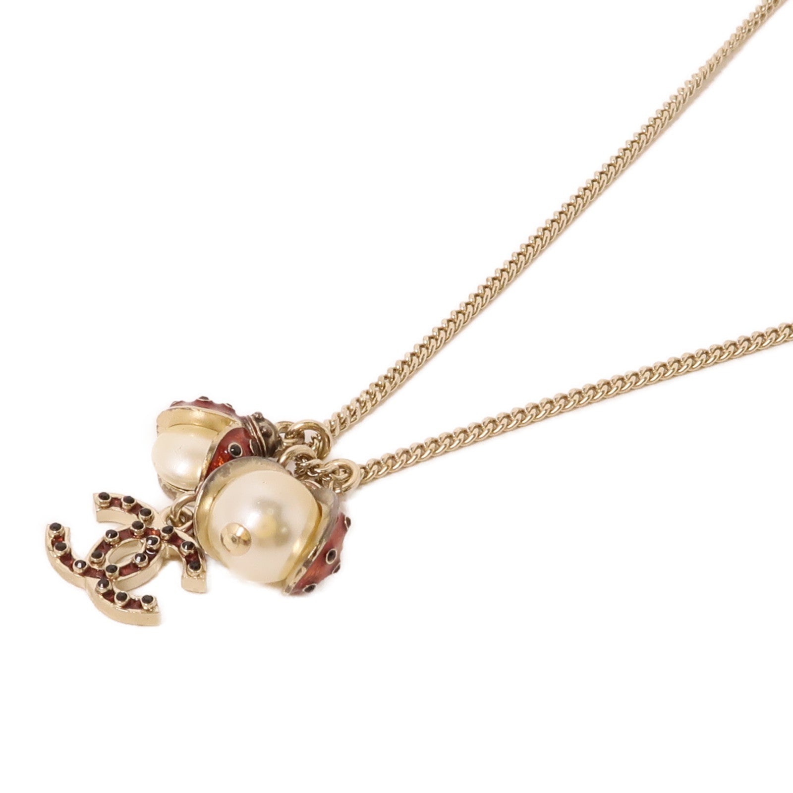 CHANEL 金屬Necklace項鍊紅色/白色/金色