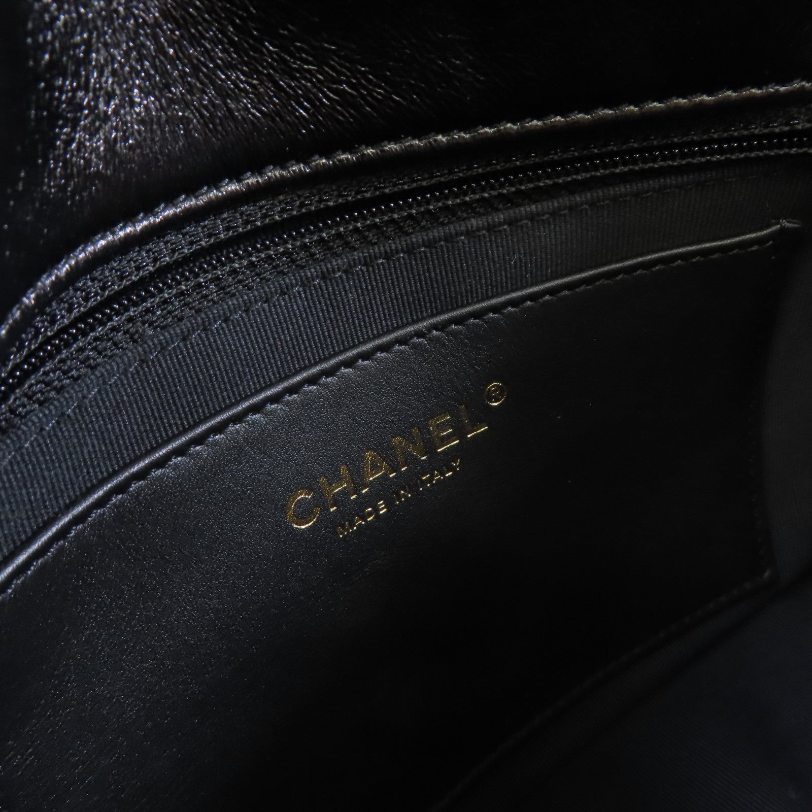 CHANEL 菱格牛皮皮革Chain Shoulder Bag金扣鏈帶肩背袋黑色