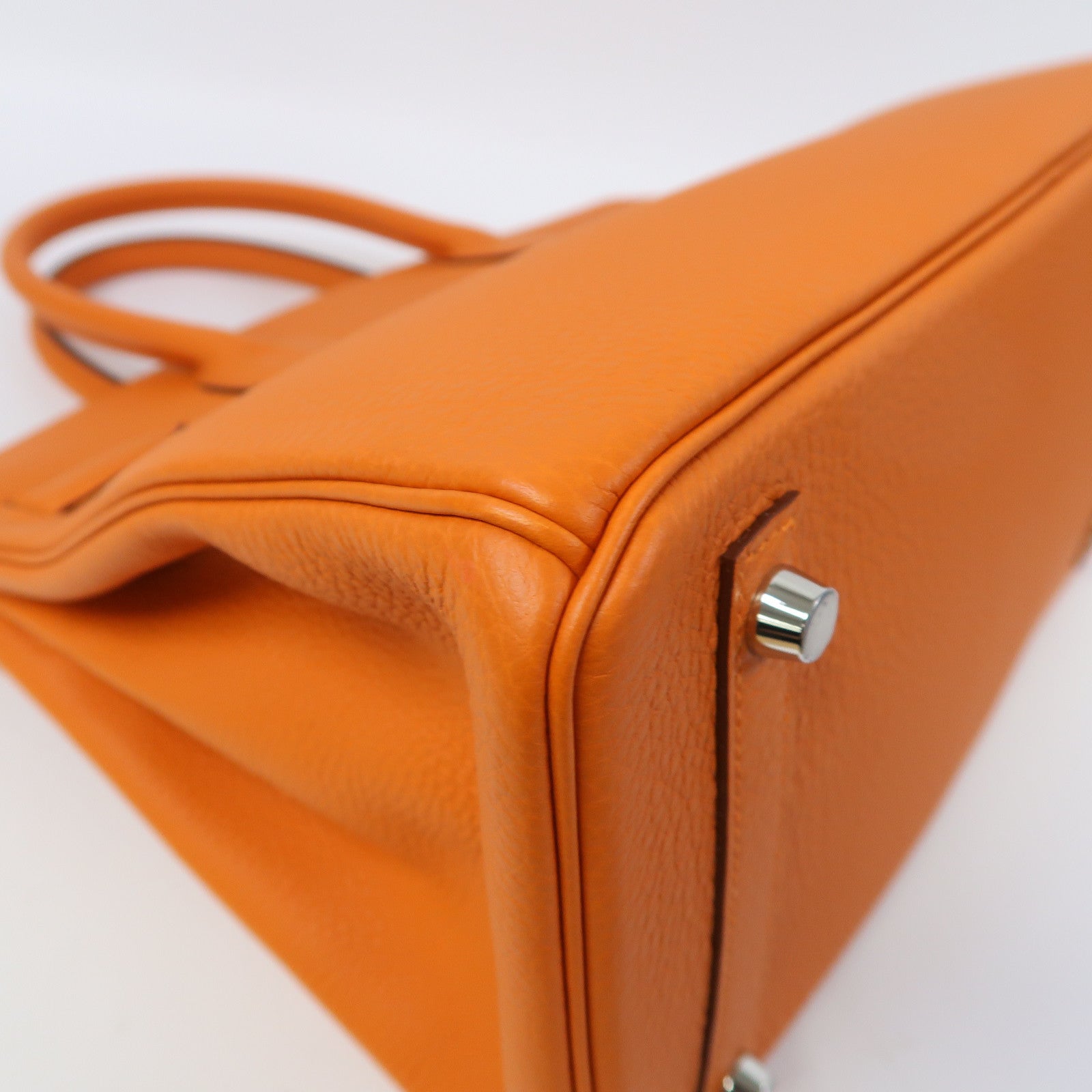 HERMES Togo皮革Birkin 30銀扣手挽袋火焰橙色